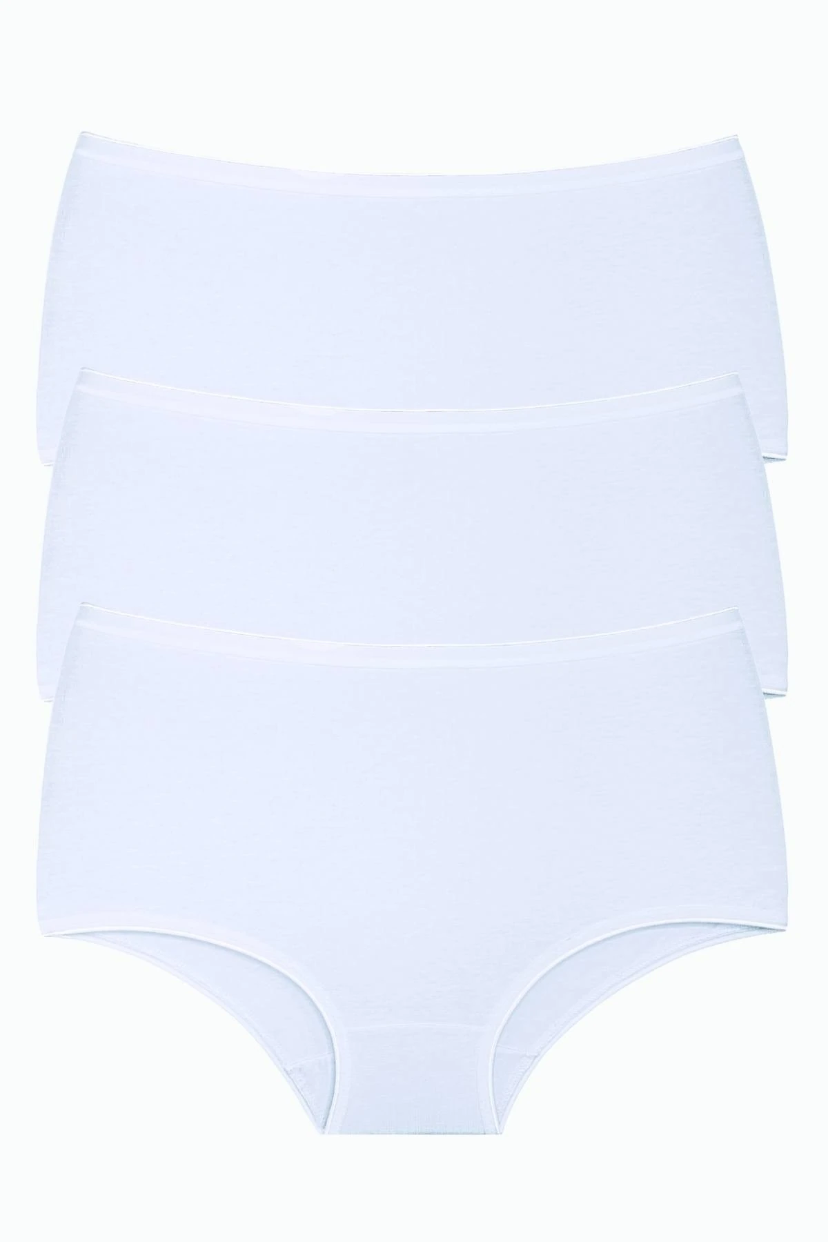 1018 Kadın Klasik Kesim Pamuklu Düz Bato Külot 3'lü Paket