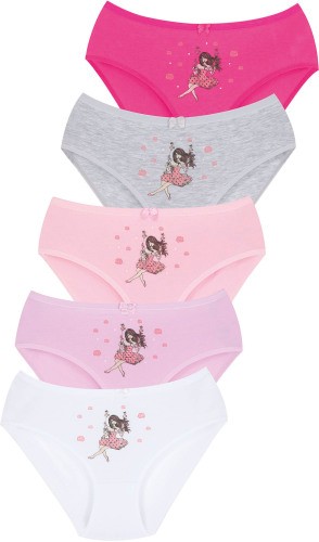 005 Kız Çoçuk Mix Color 5'li Paket Baskılı Külot