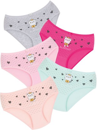 010 Kız Çoçuk Mix Color 5'li Paket Baskılı Külot