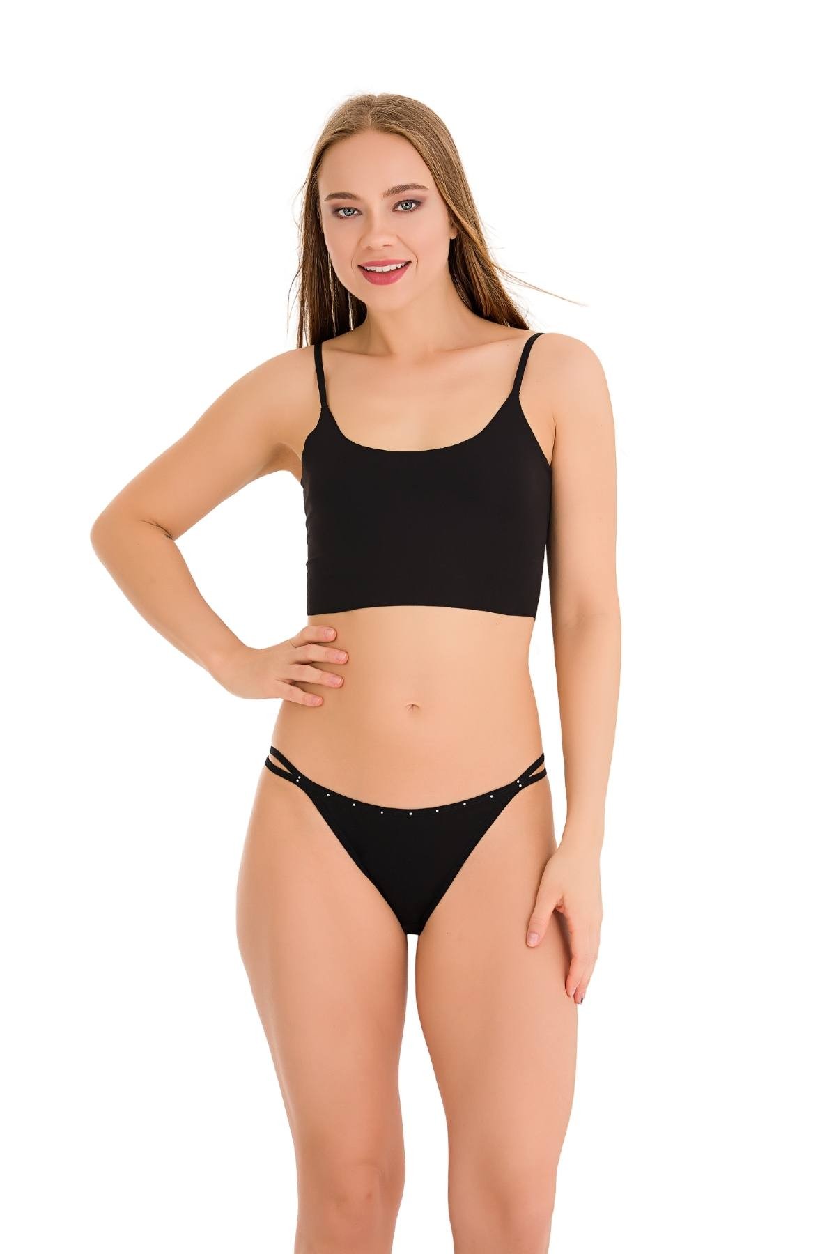 1025 Çift İp-Taş Detaylı Bikini Külot Paketi