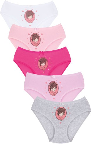005 Kız Çoçuk Mix Color 5'li Paket Baskılı Külot