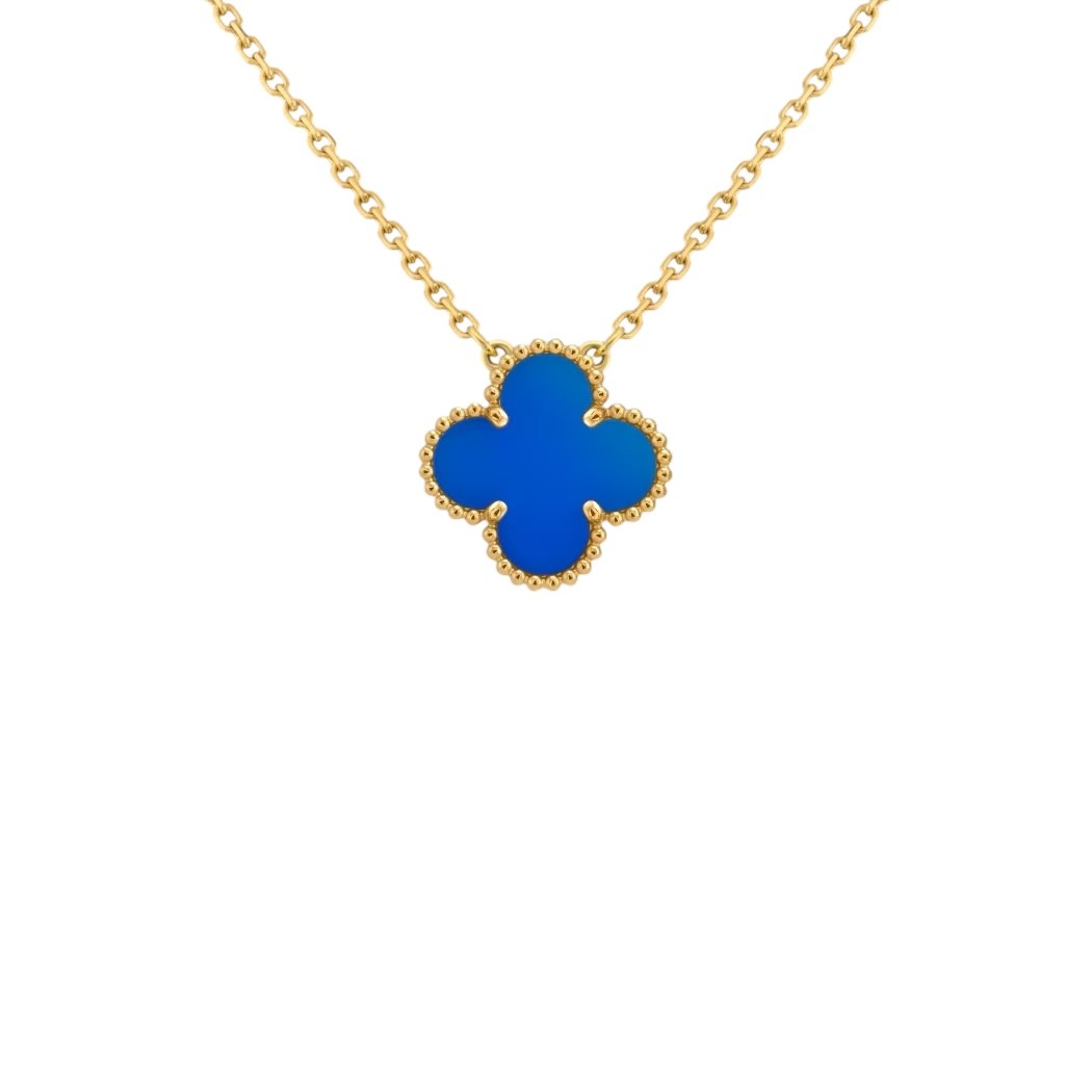 Van Cleef Tek Motif Kolye (İthal) - Mavi