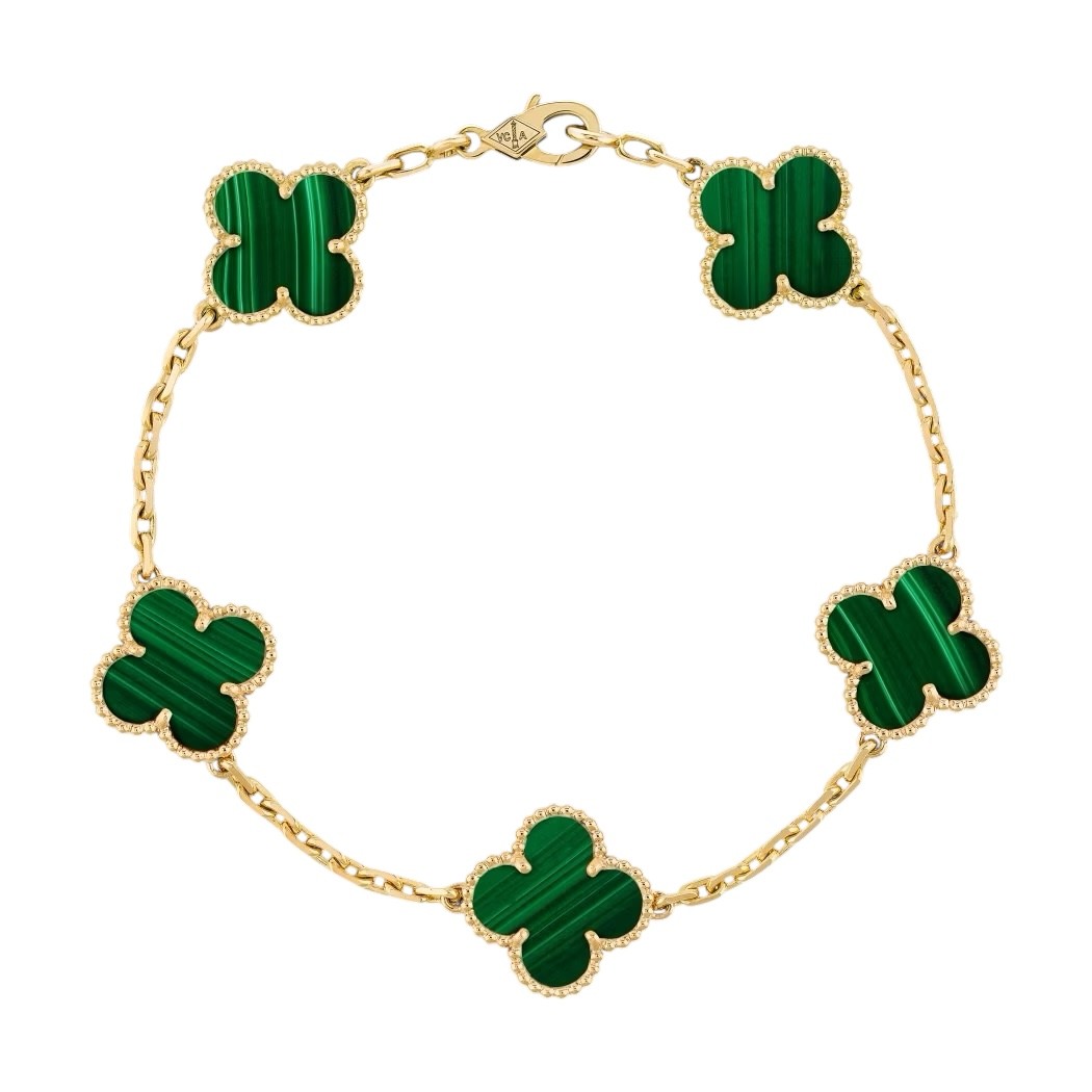 Van Cleef 5 Motif Bileklik (İthal) - Yeşil