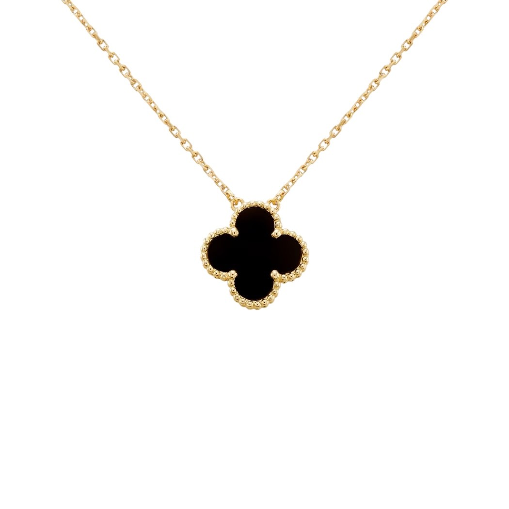 Van Cleef Tek Motif Kolye (İthal) - Siyah