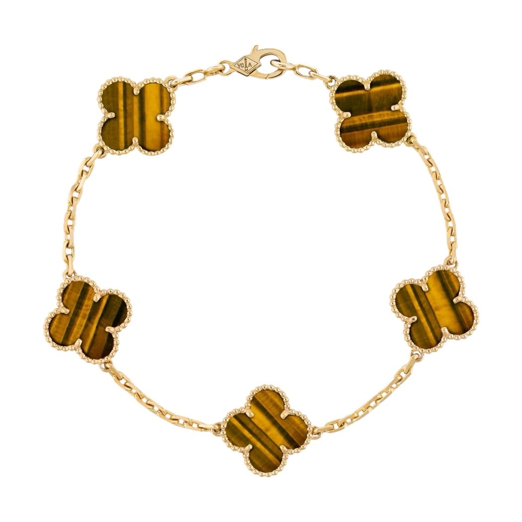Van Cleef 5 Motif Bileklik (İthal) - Kaplan Gözü