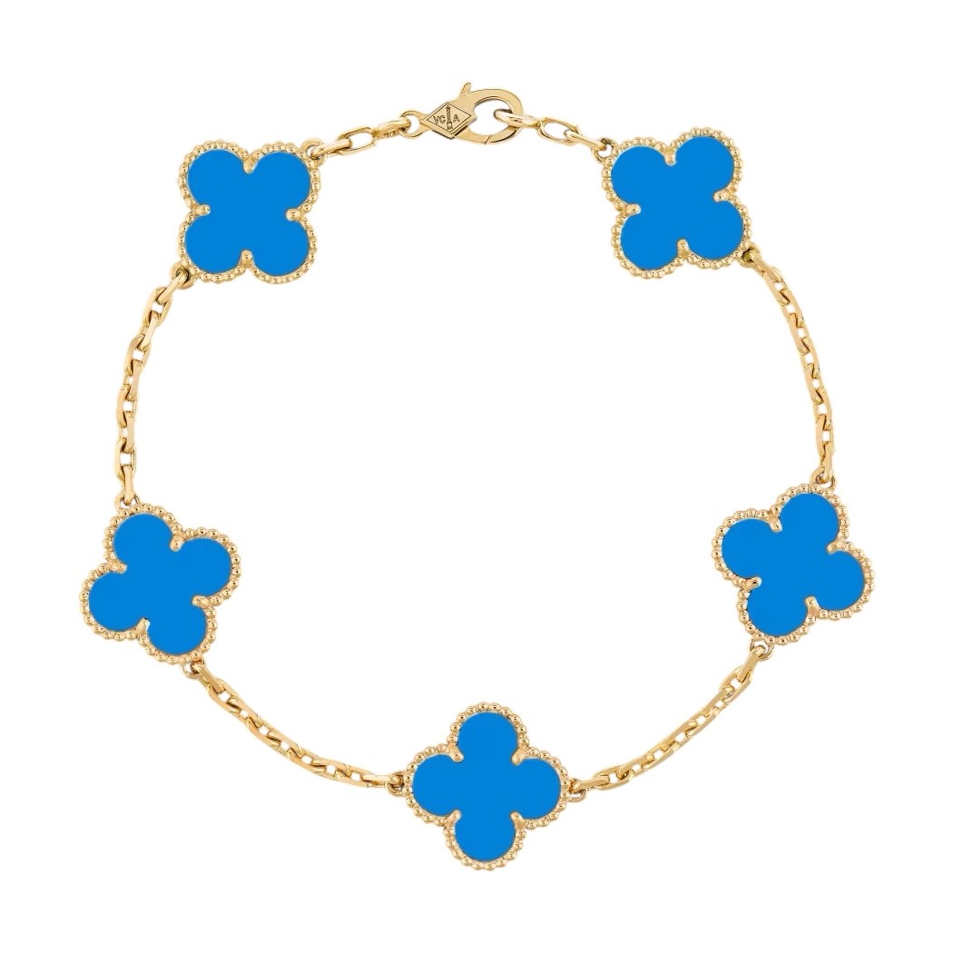 Van Cleef 5 Motif Bileklik (İthal) - Mavi