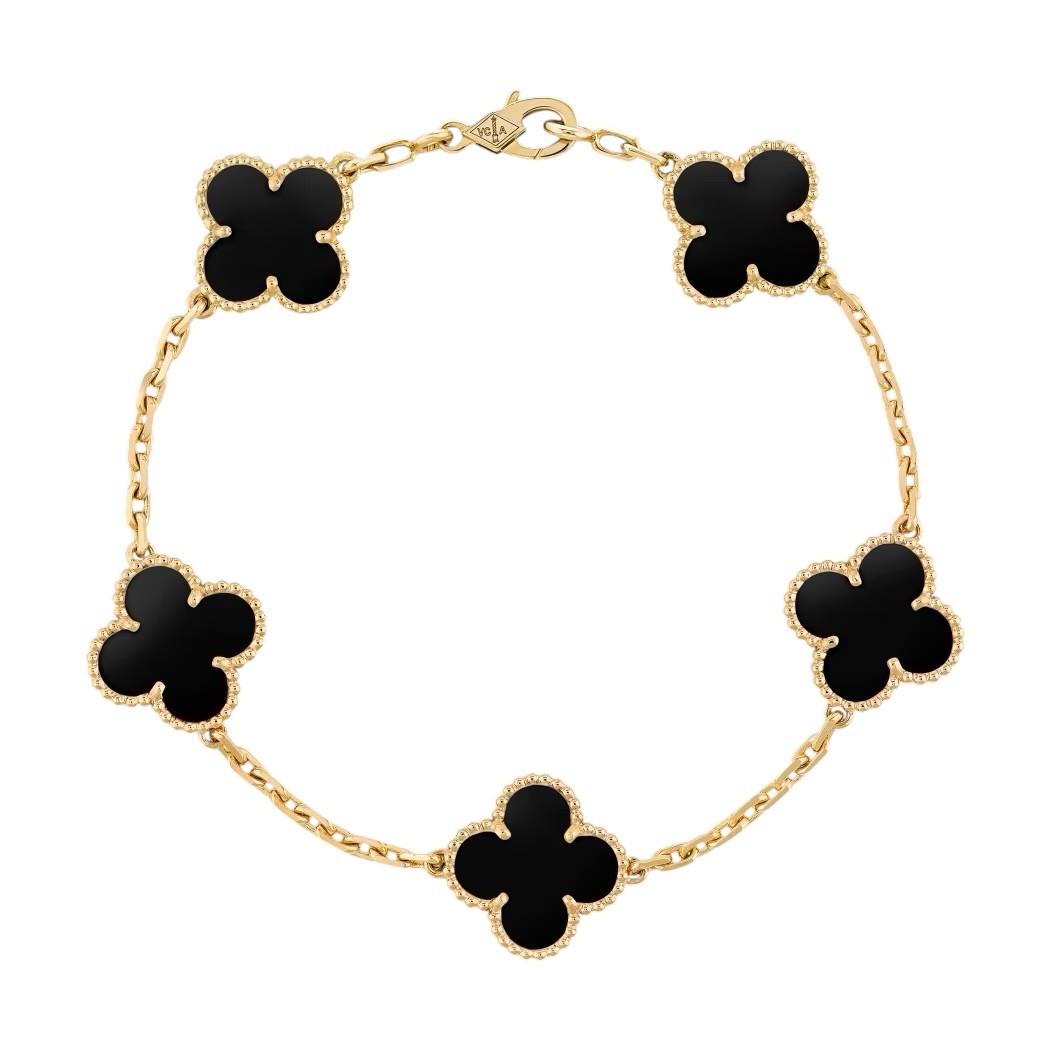 Van Cleef 5 Motif Bileklik (İthal) - Siyah