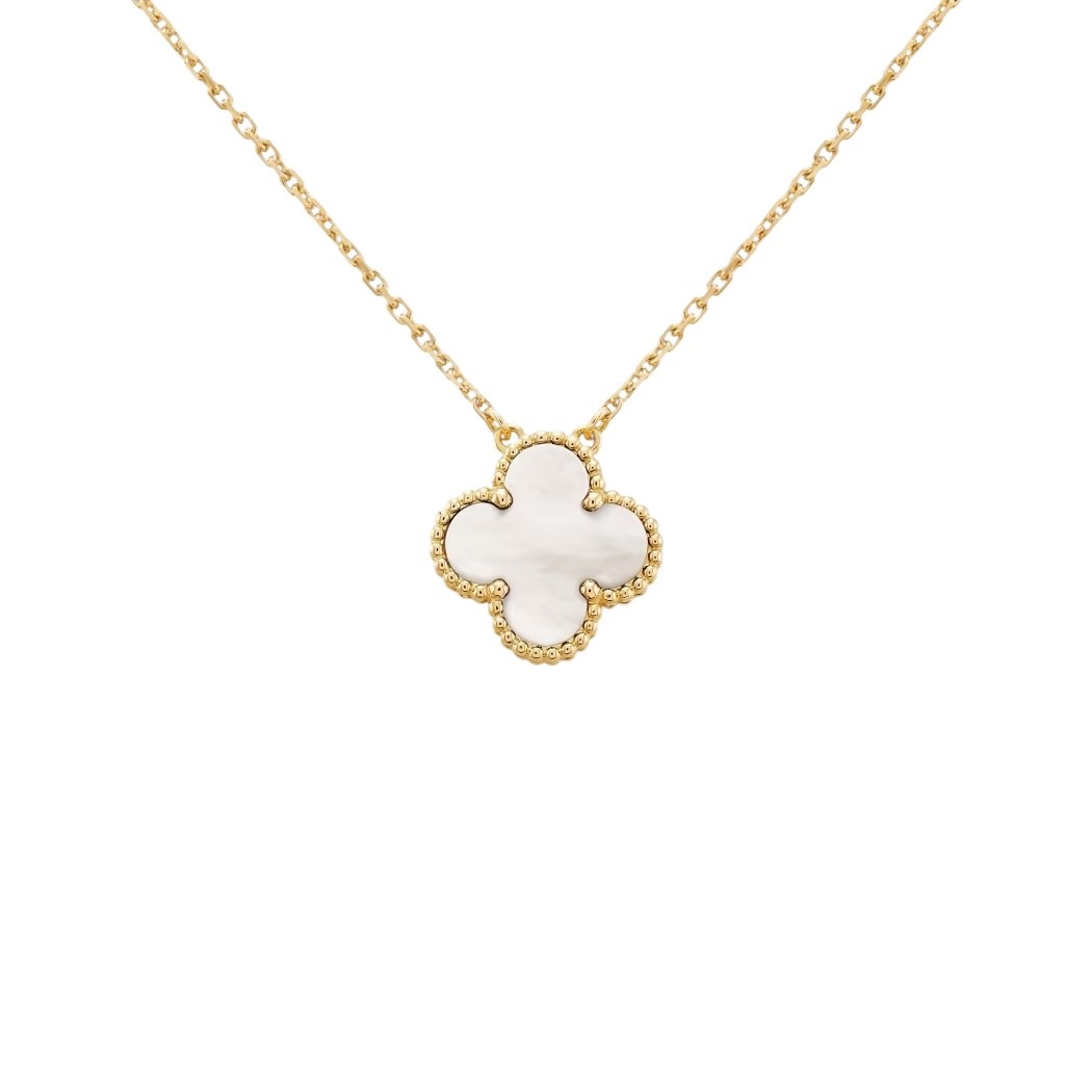 Van Cleef Tek Motif Kolye (İthal) - Beyaz