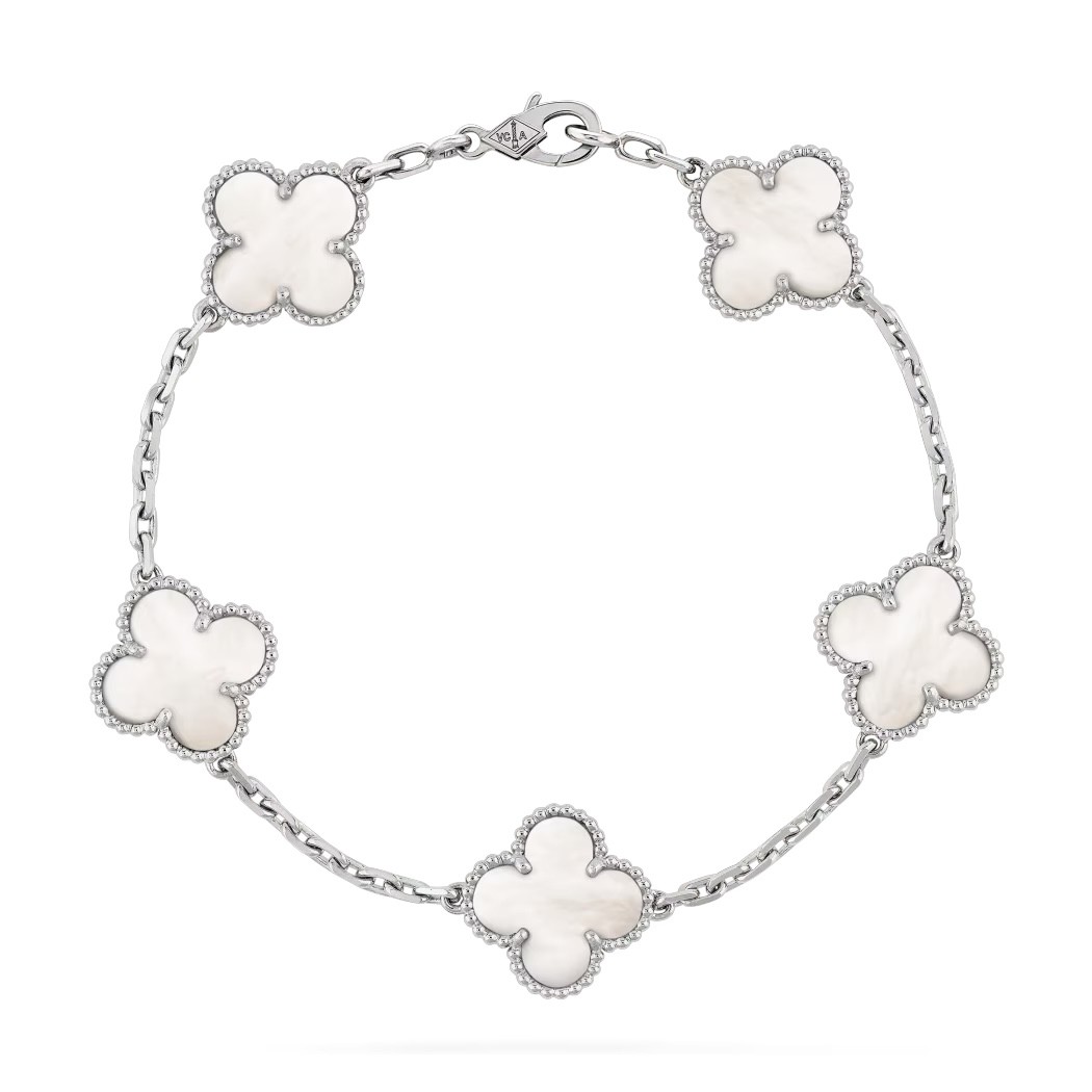Van Cleef Gümüş 5 Motif Bileklik (İthal)