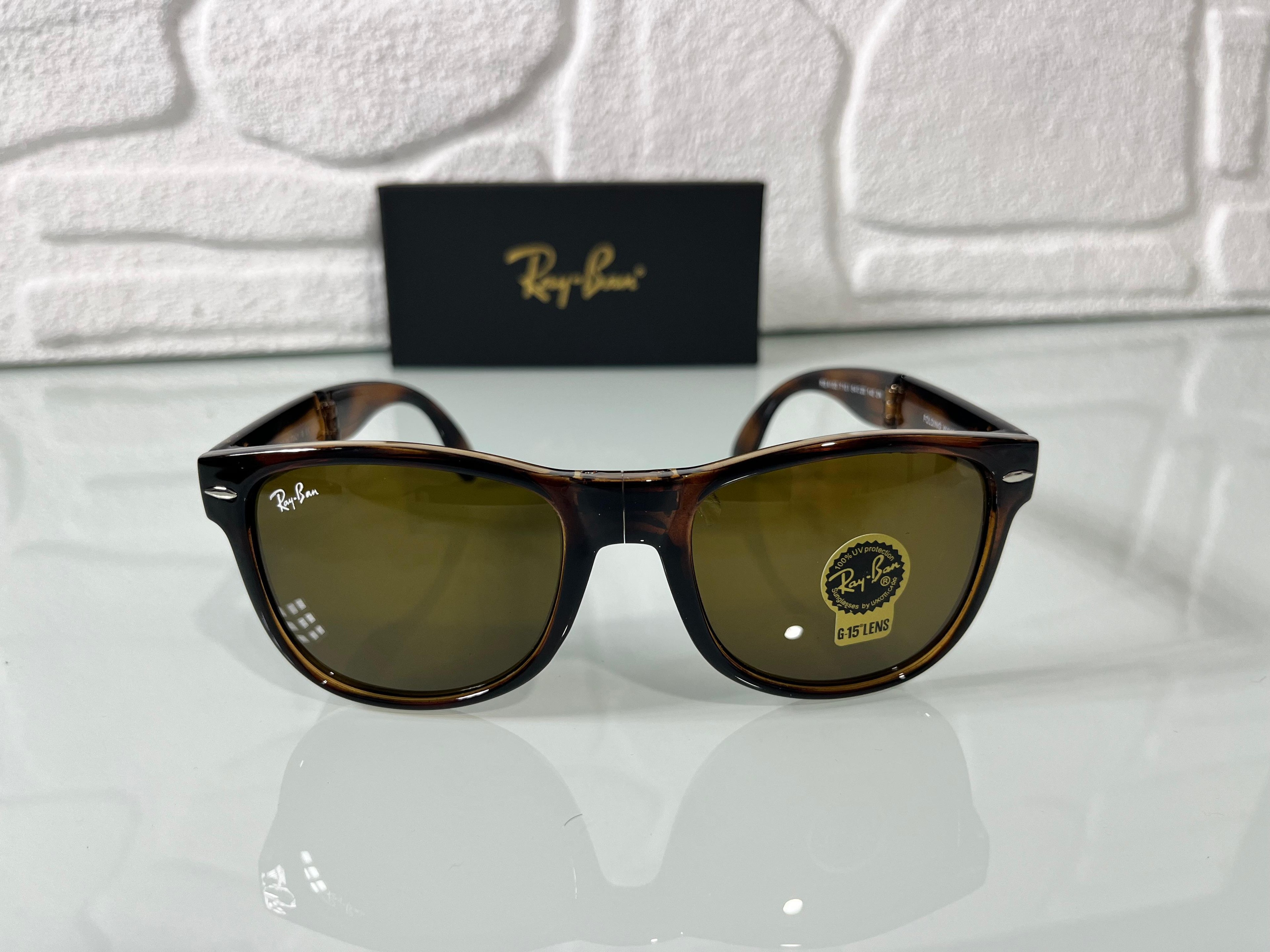 Ray-Ban Leopar Desenli Katlanılabilir Erkek Güneş Gözlüğü