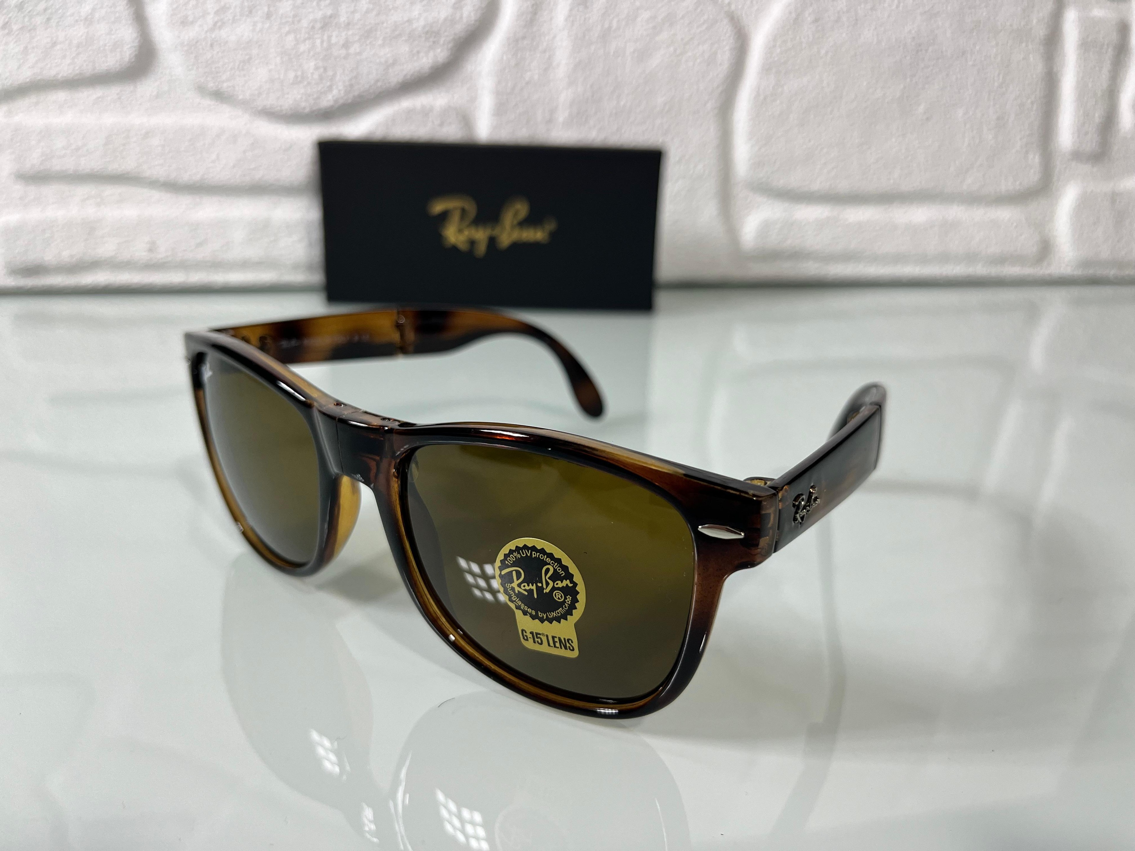 Ray-Ban Leopar Desenli Katlanılabilir Erkek Güneş Gözlüğü