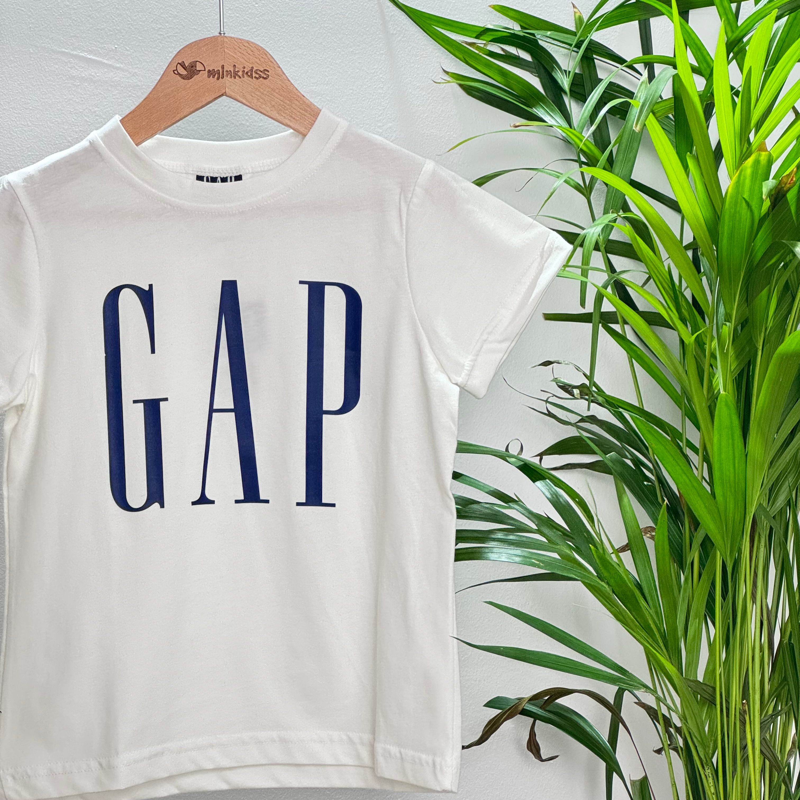 Beyaz Gap Mavi Baskılı Çocuk T-shirt