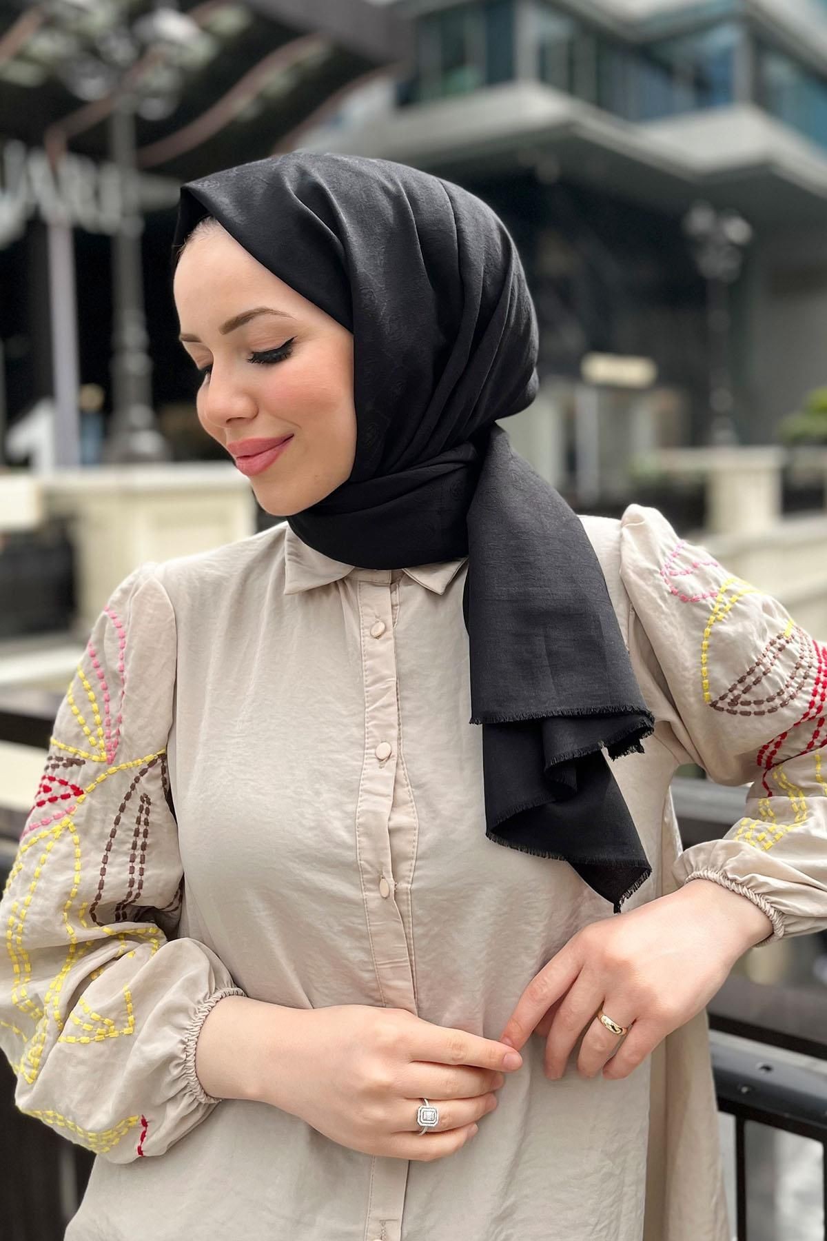 Siyah Cotton Pamuk Şal 911