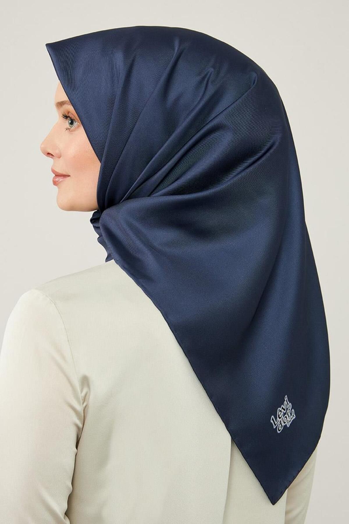 Lacivert Düz Twill Eşarp