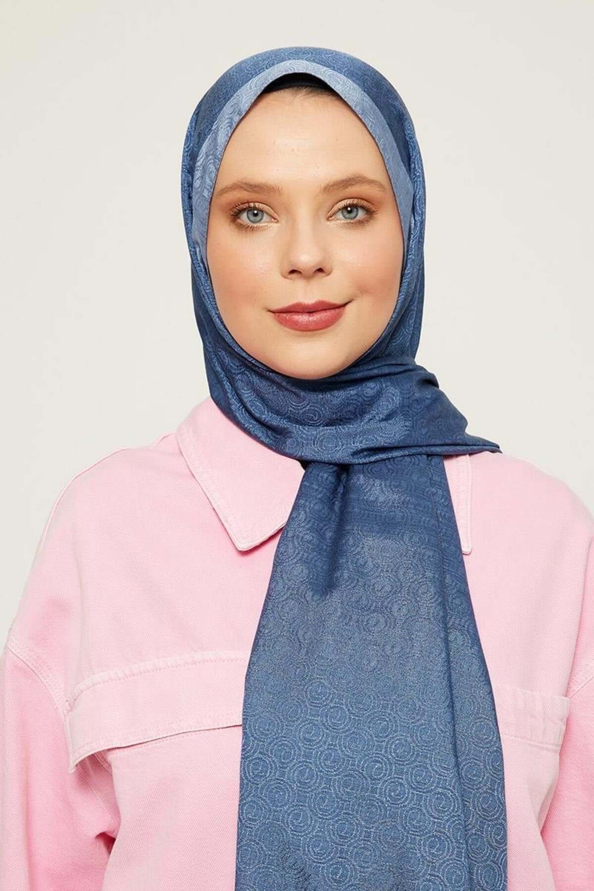 Bebe Mavisi Halka Desen Monogram Şal