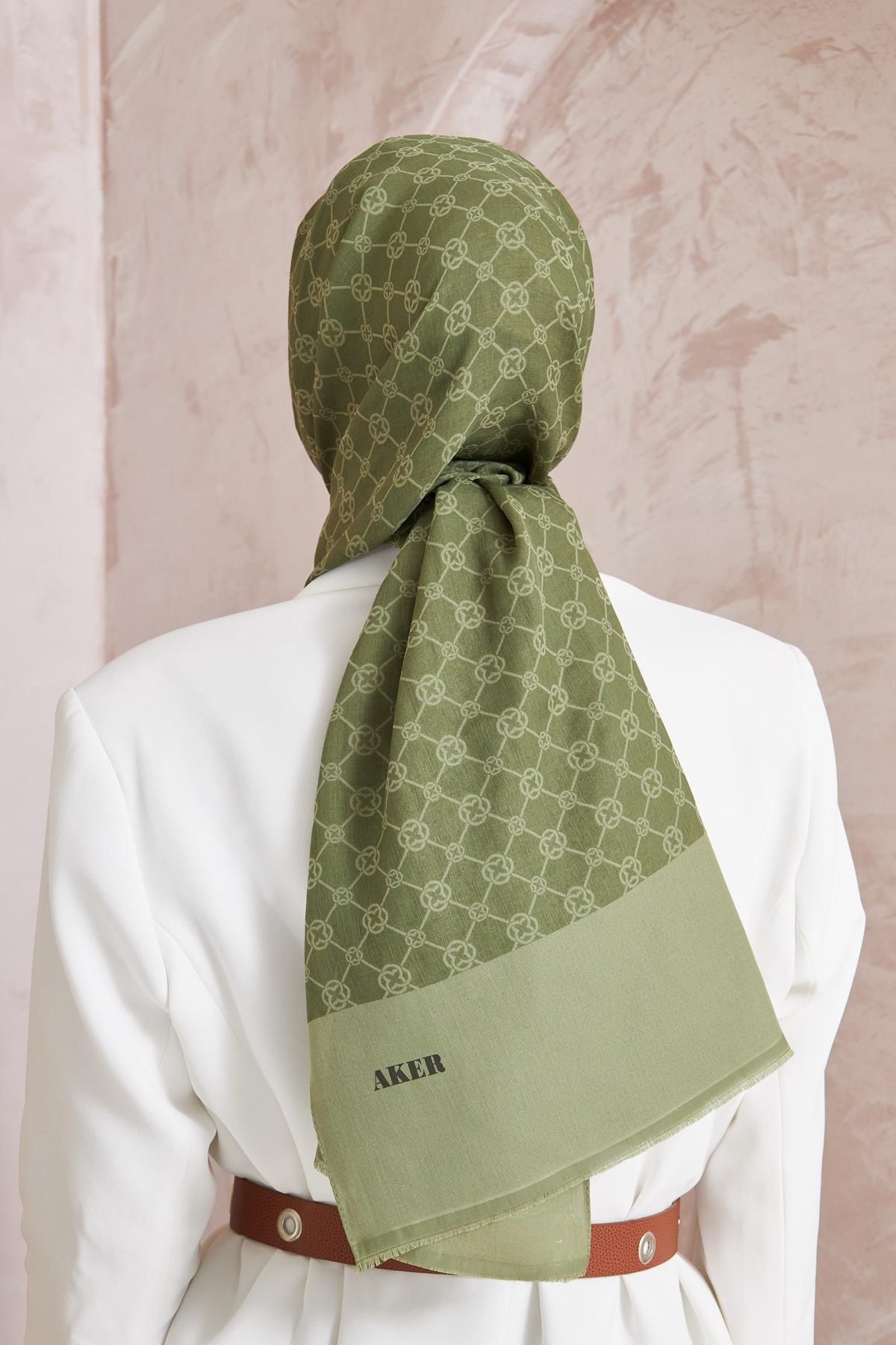 Elegance Monogram Şal - Keten Yeşili 952