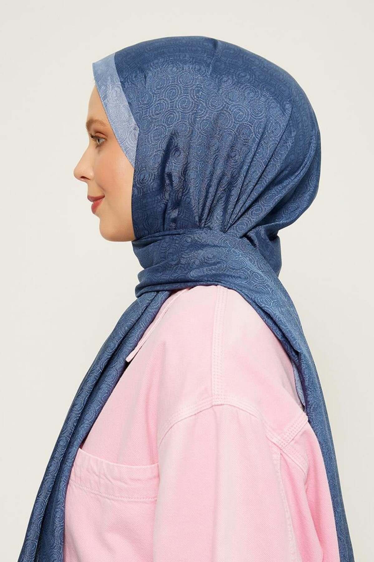 Bebe Mavisi Halka Desen Monogram Şal