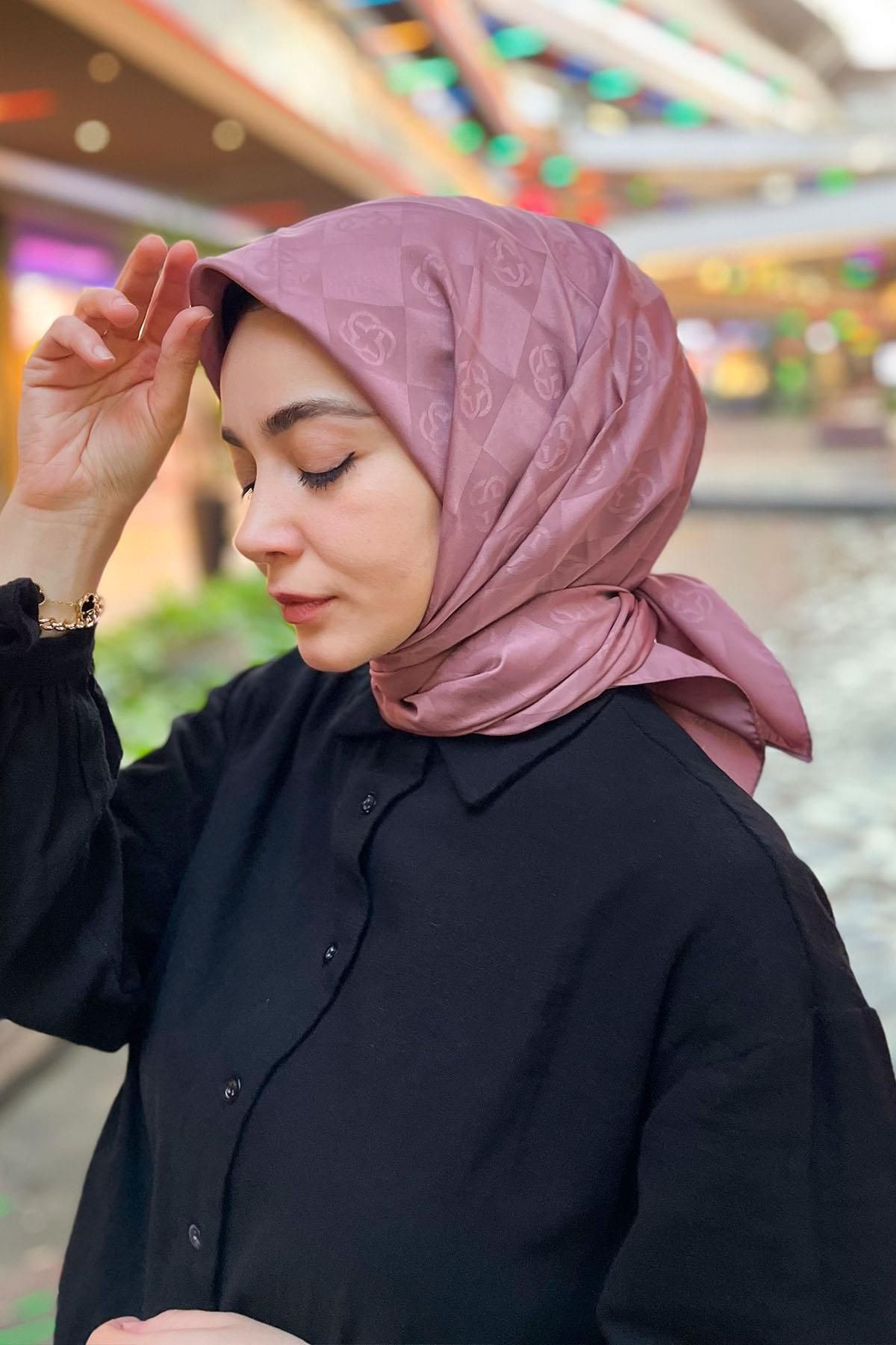 Dama Monogram Jakarlı Eşarp - 1070600-992 - Pembe