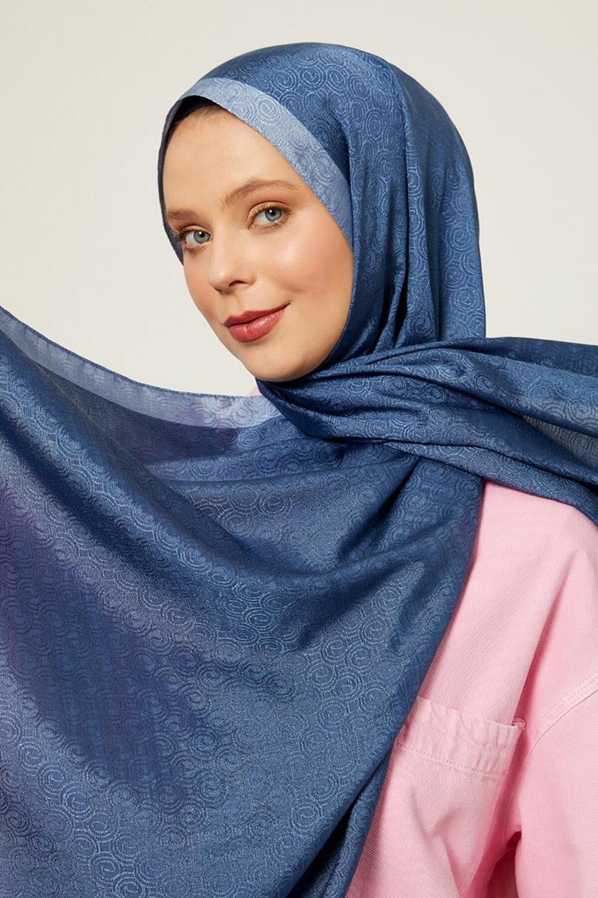 Bebe Mavisi Halka Desen Monogram Şal