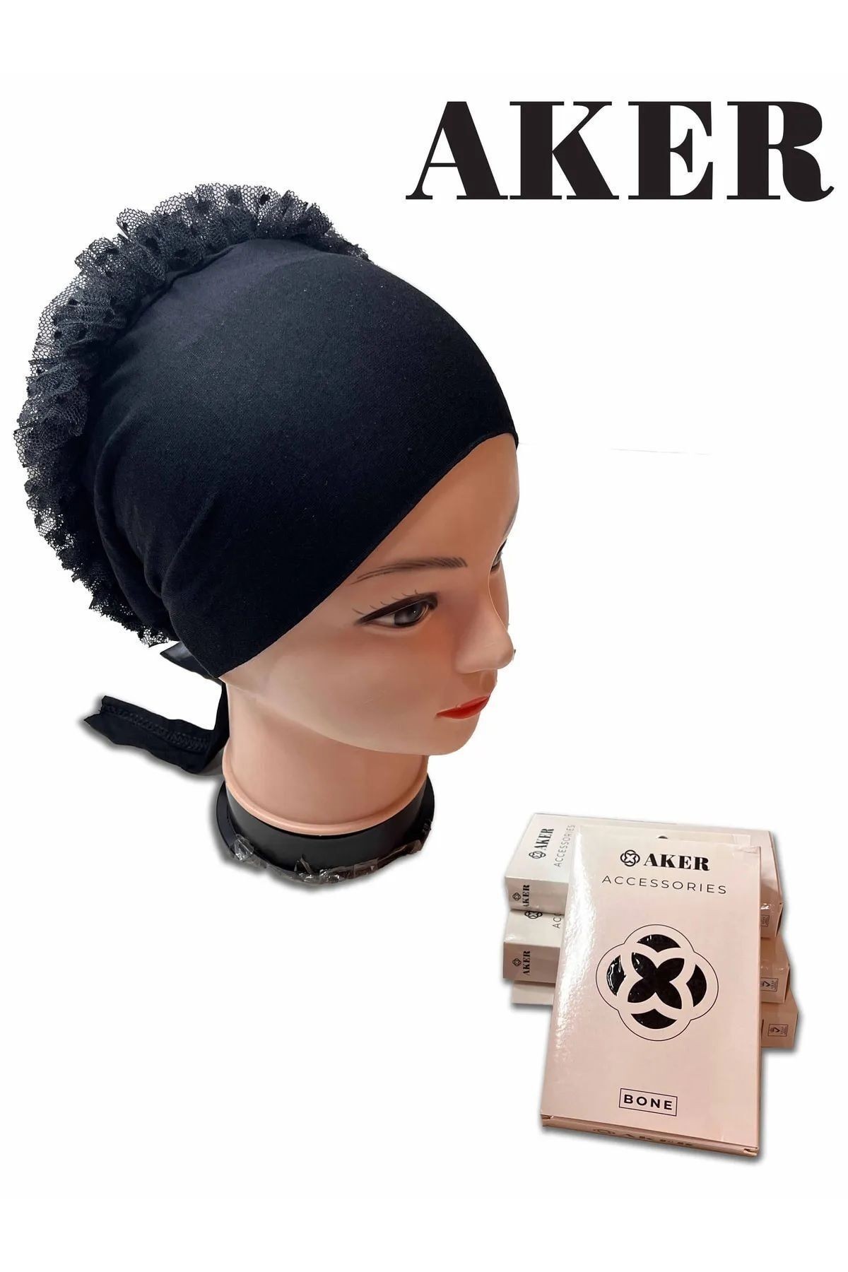 Dikişsiz Fırfırlı Bone Siyah 2'li