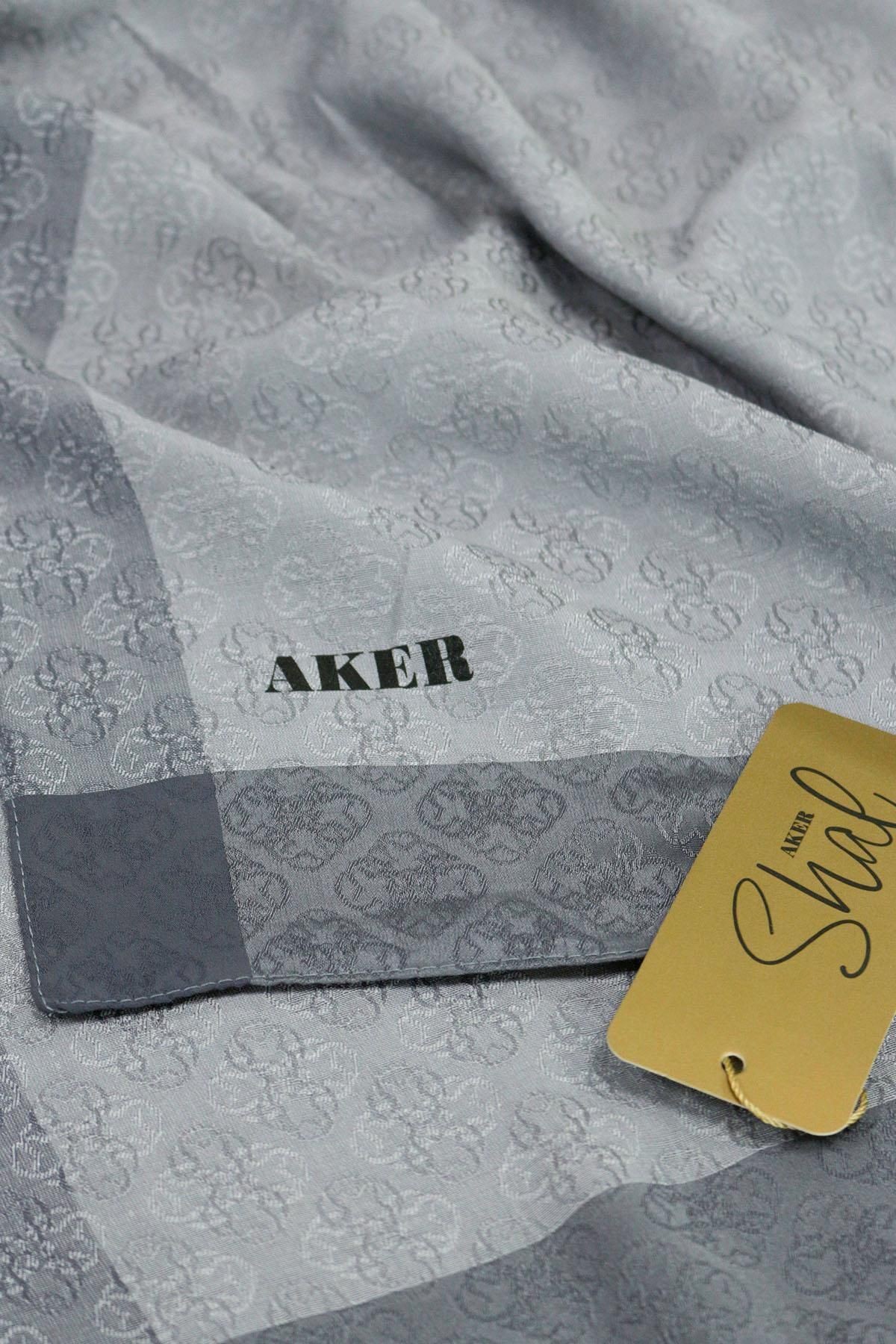 Jakarlı Şal - Monogram Desen - BF6060900-971 - Gri