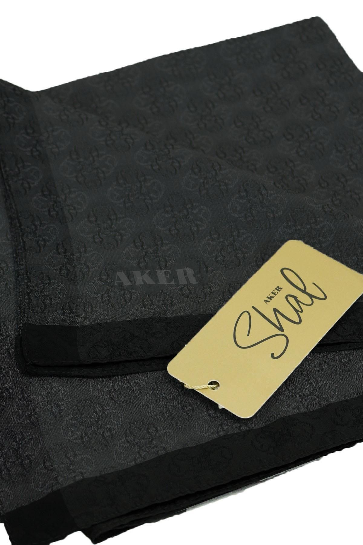 Jakarlı Eşarp - Monogram Desen - BF6060950-912 - Koyu Gri