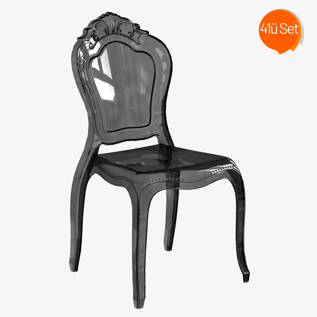 Şeffaf Polikarbon Sandalye 4'lü Set (Pleksi Görünümlü Sandalye)