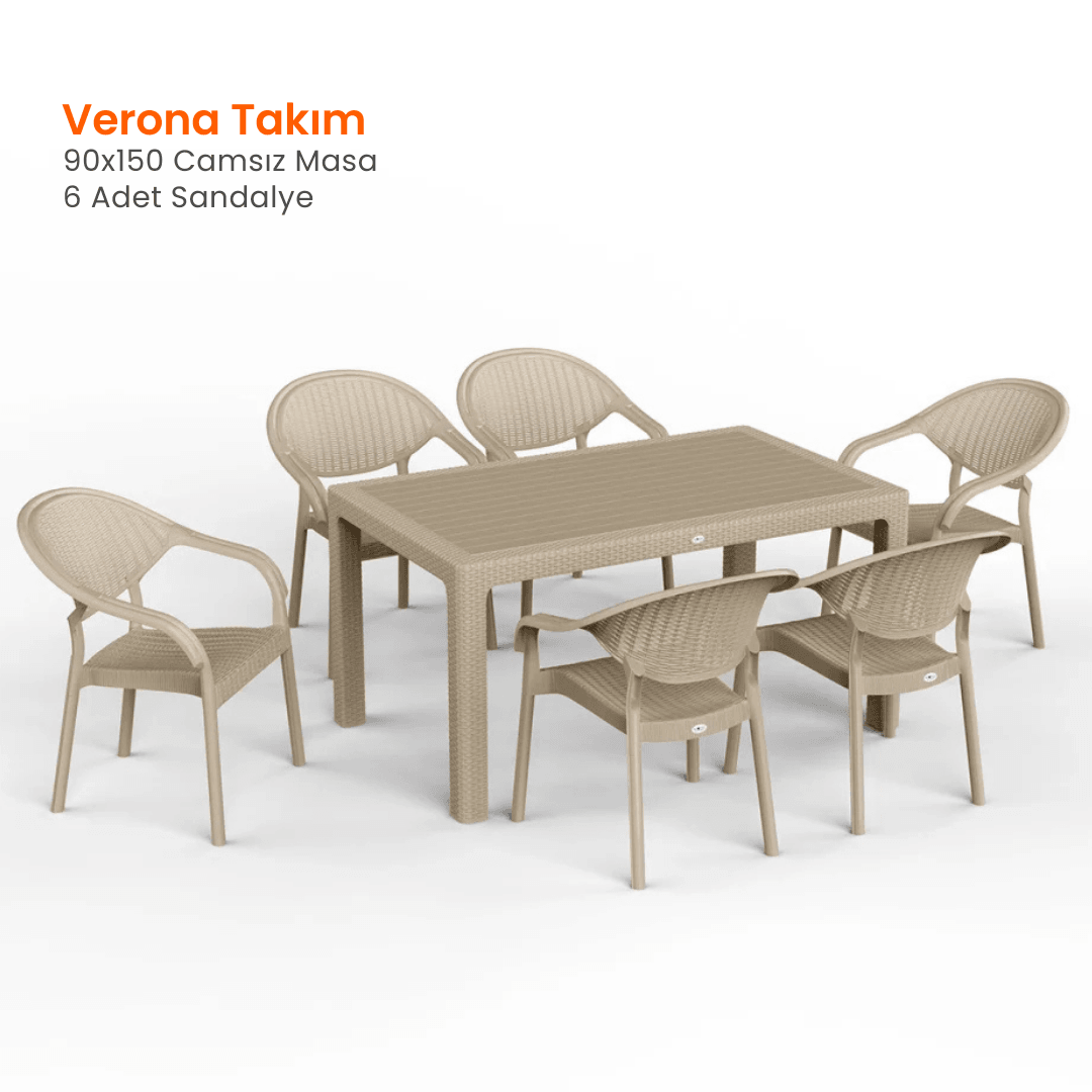 Verona 90x150 Camsız Balkon Masa Takımı