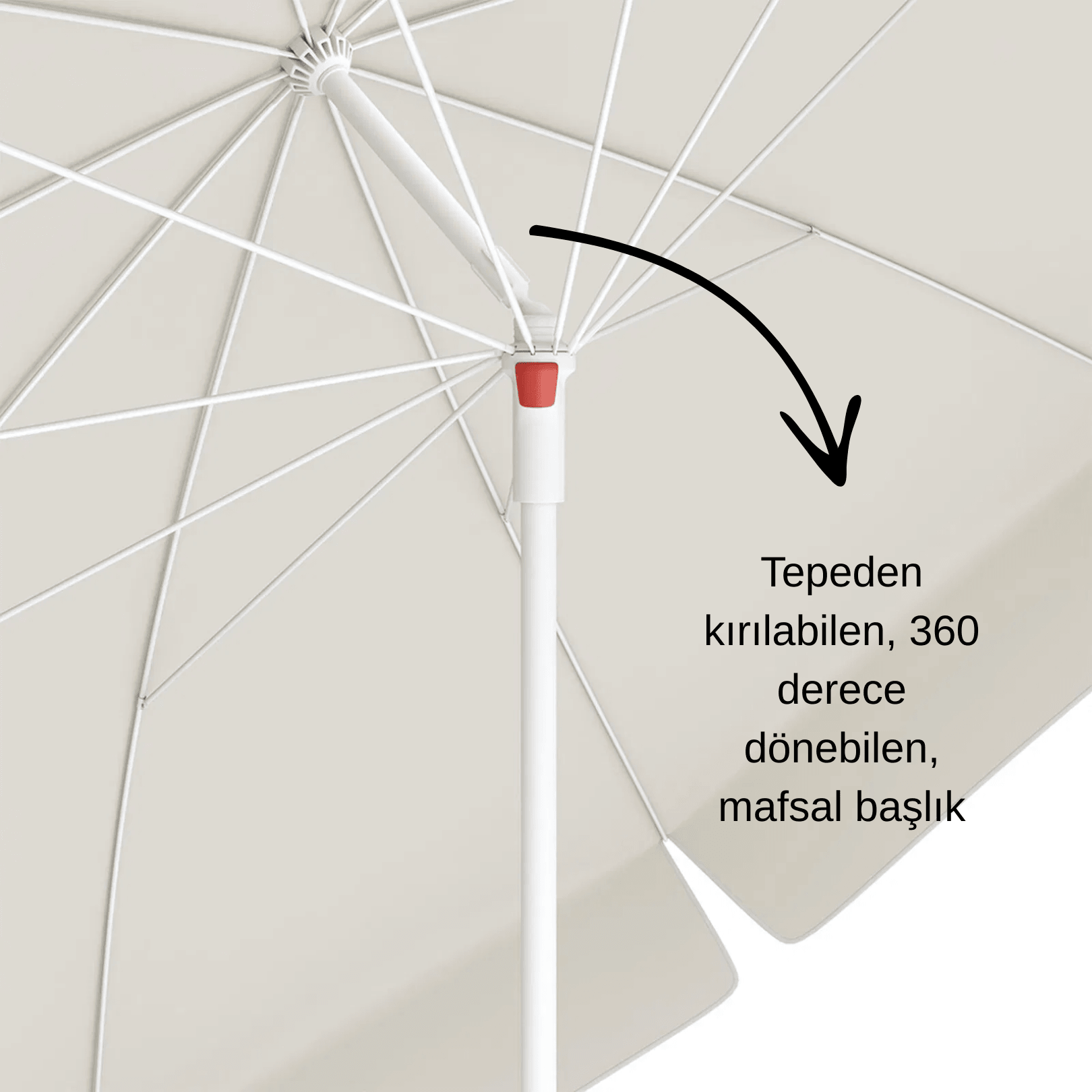 Balkon Şemsiyesi - Beyaz 10 Telli Plaj Şemsiyesi