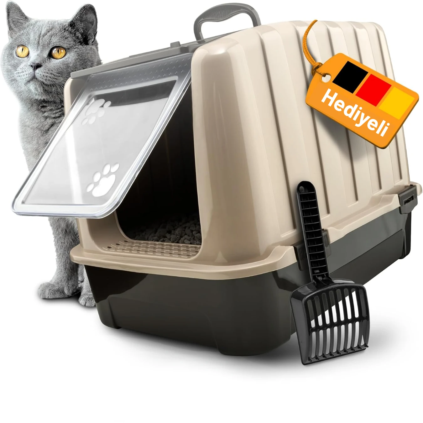  Comanchero Kapalı Kedi Tuvaleti – Karbon Filtreli, Büyük Boy