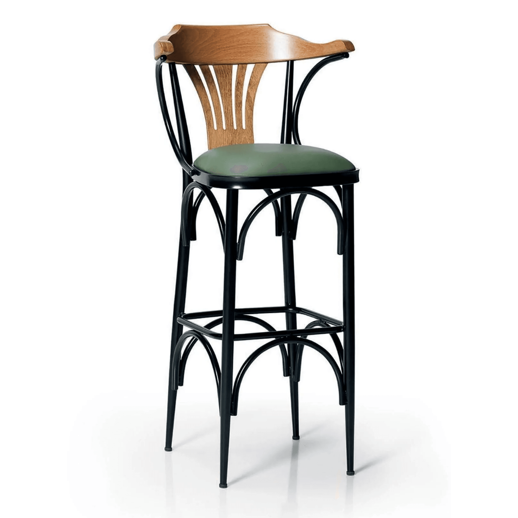 75 cm Ahşap Sırtlı Metal Bar Sandalyesi 