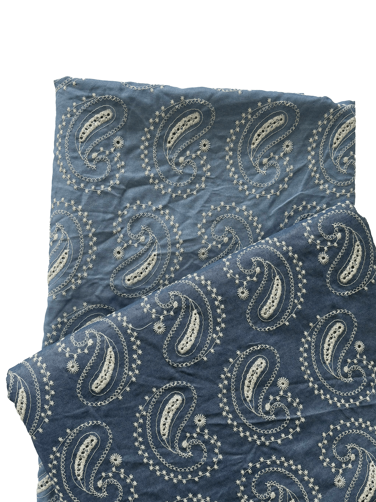 Şal Desen Nakışlı Kot Fisto Kumaş Serisi  - Koyu Kot