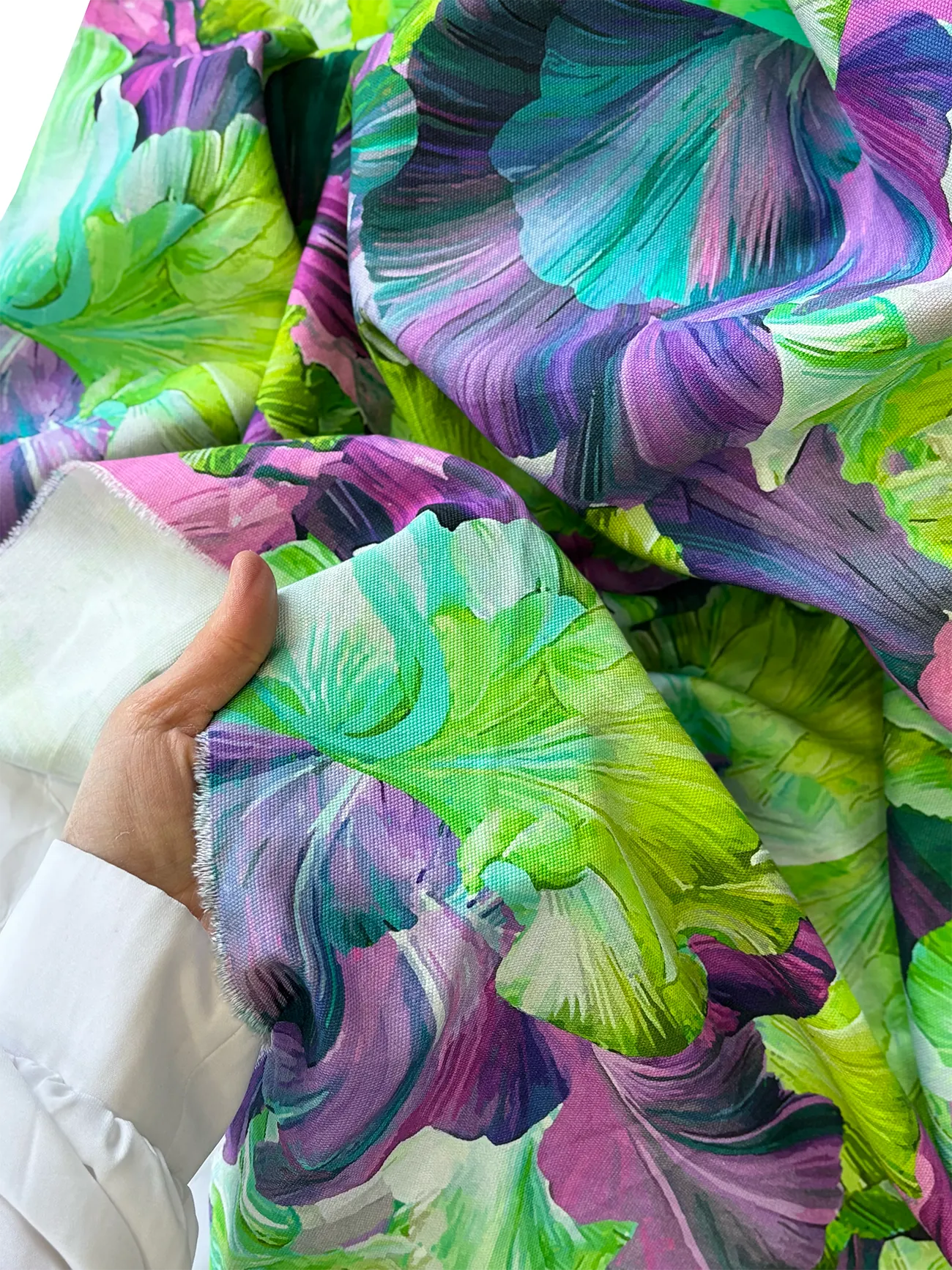 %100 Pamuk Tropik Yaprak Desen Kanvas Kumaş 