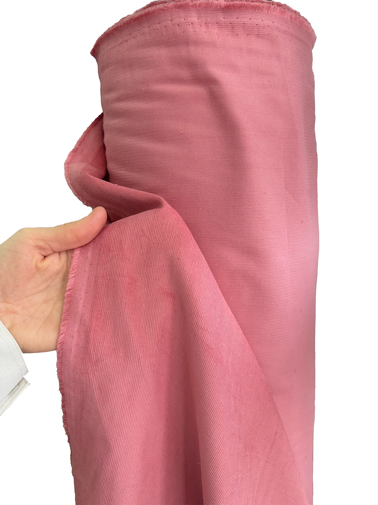 %100 Pamuk İnce Fitilli Kadife Kumaş Gül Kurusu 