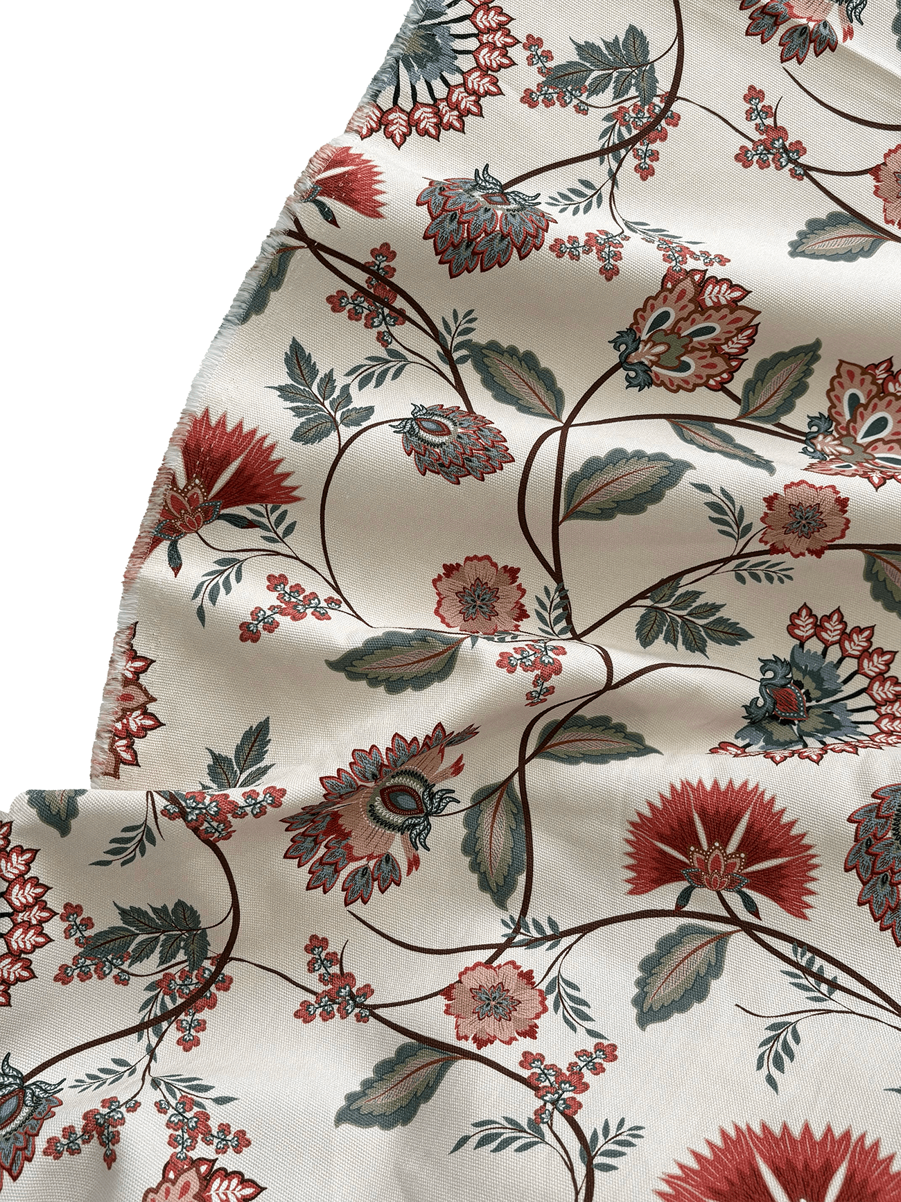 %100 Pamuk Etnik Çiçek Desenli Kanvas Kumaş 