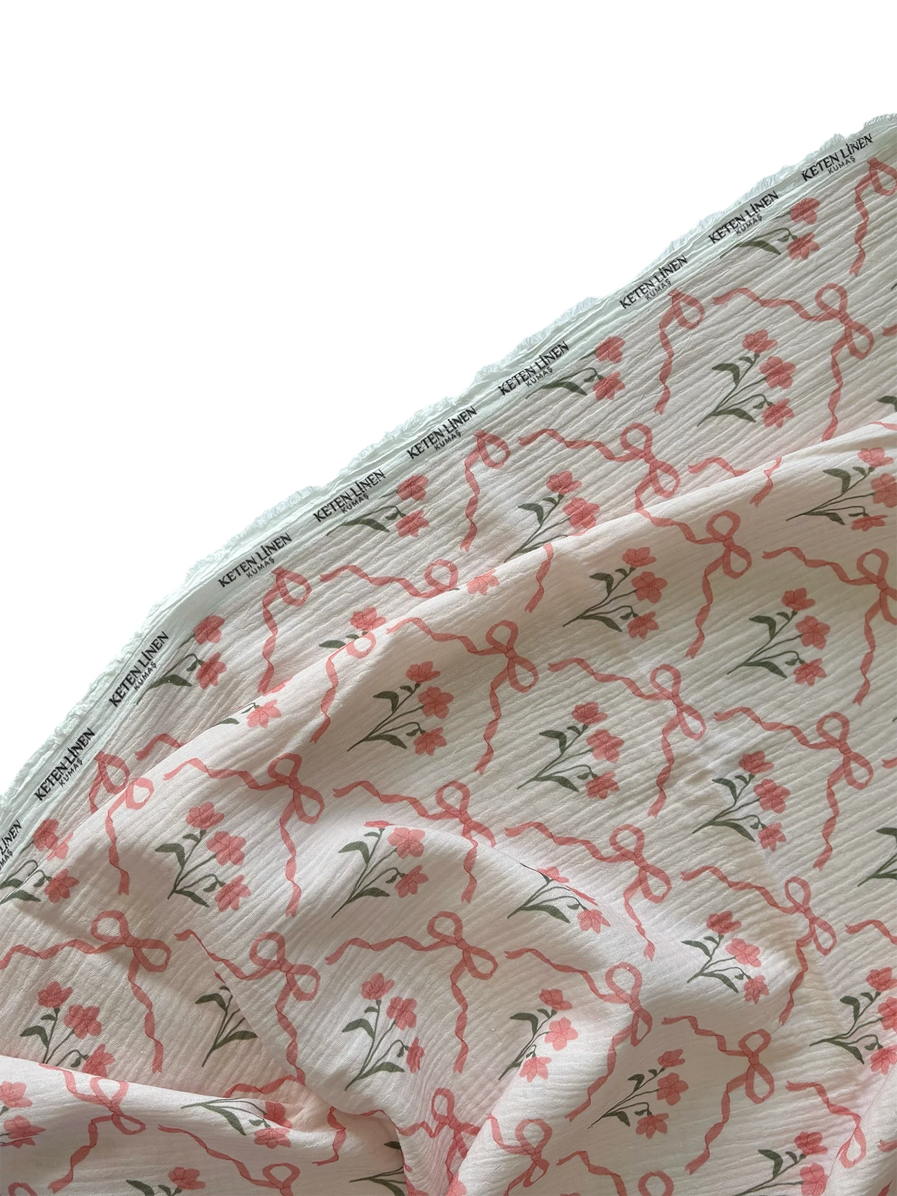 %100 Pamuk Kurdele Desenli Müslin Kumaş 