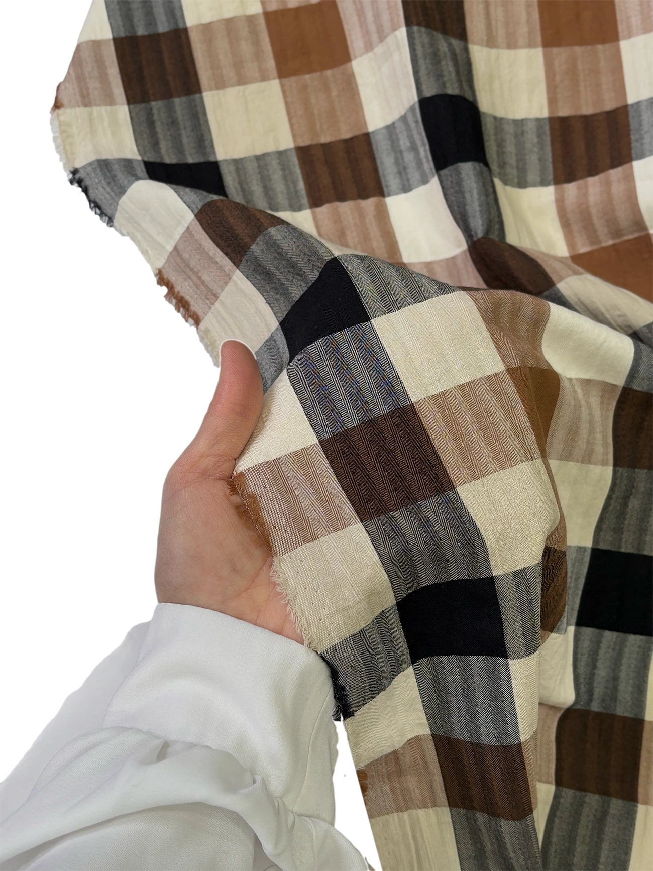 %100 Pamuk Ekose Kumaş Kahve 