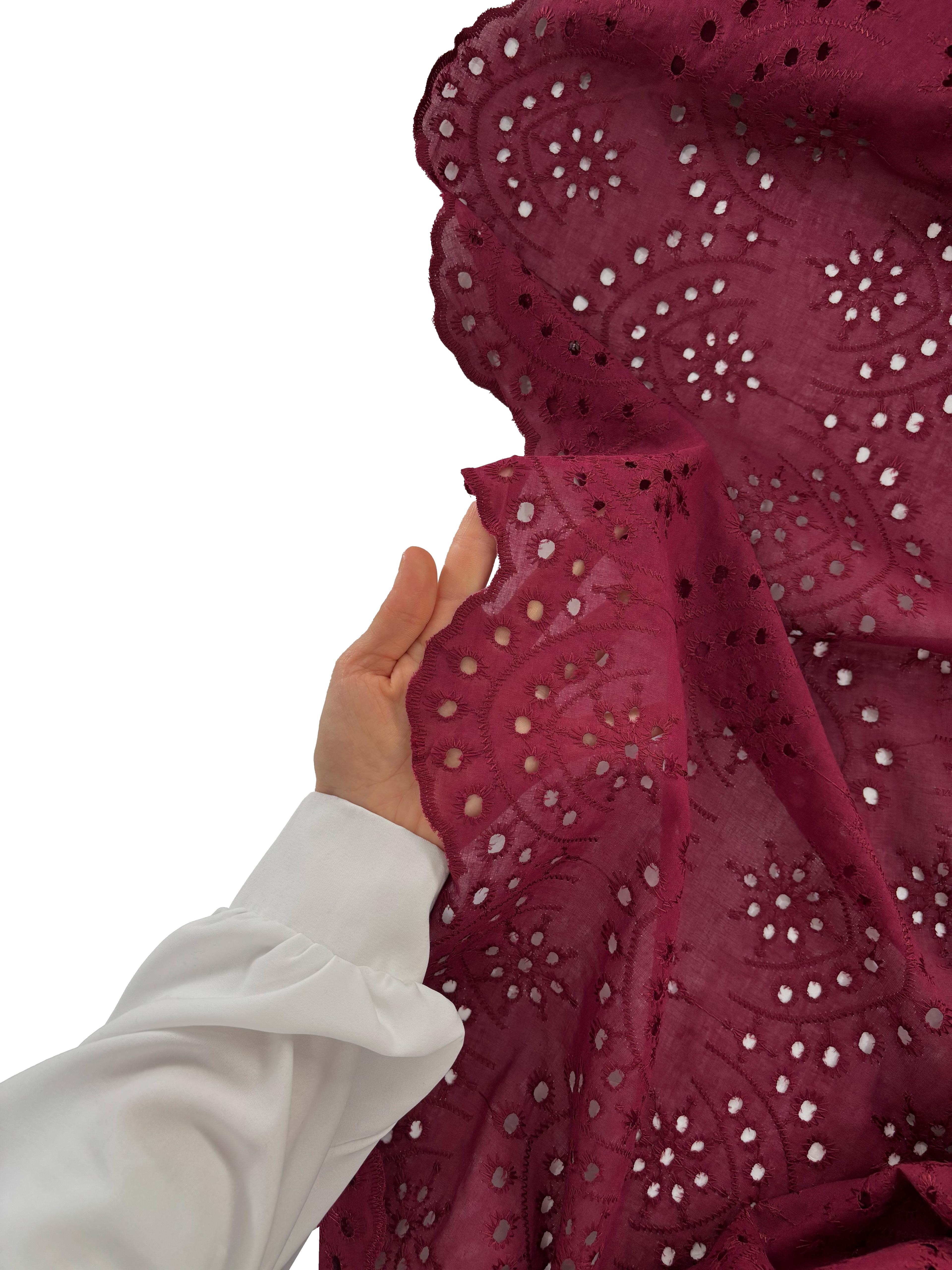 %100 Pamuk Zara Desen Fisto Kumaş - Bordo