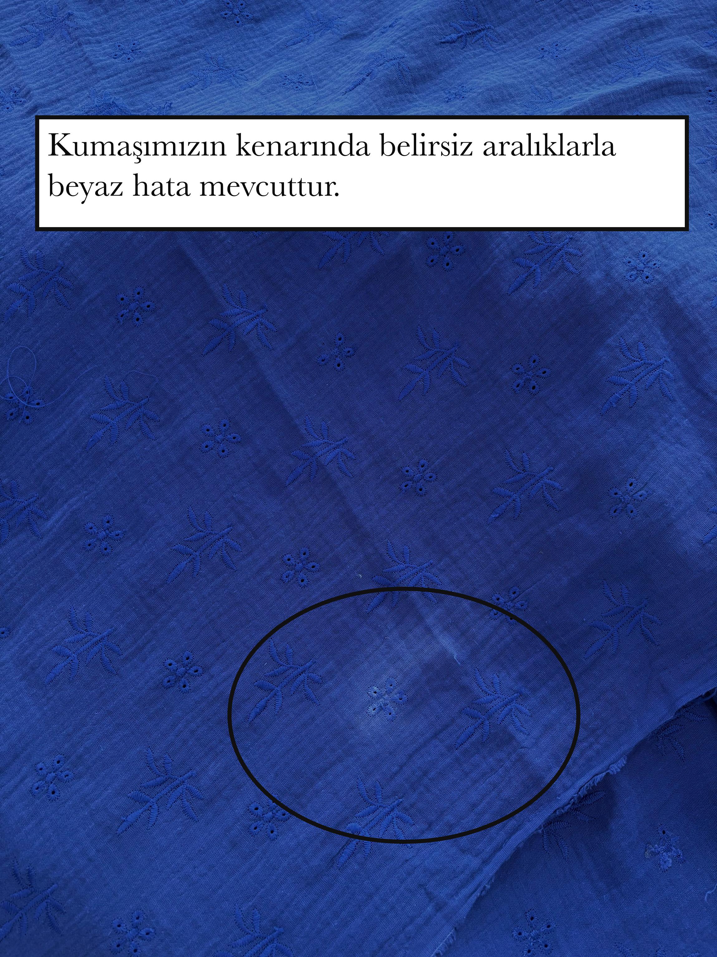 Outlet %100 Pamuk Brode Müslin Kumaş Lacivert 
