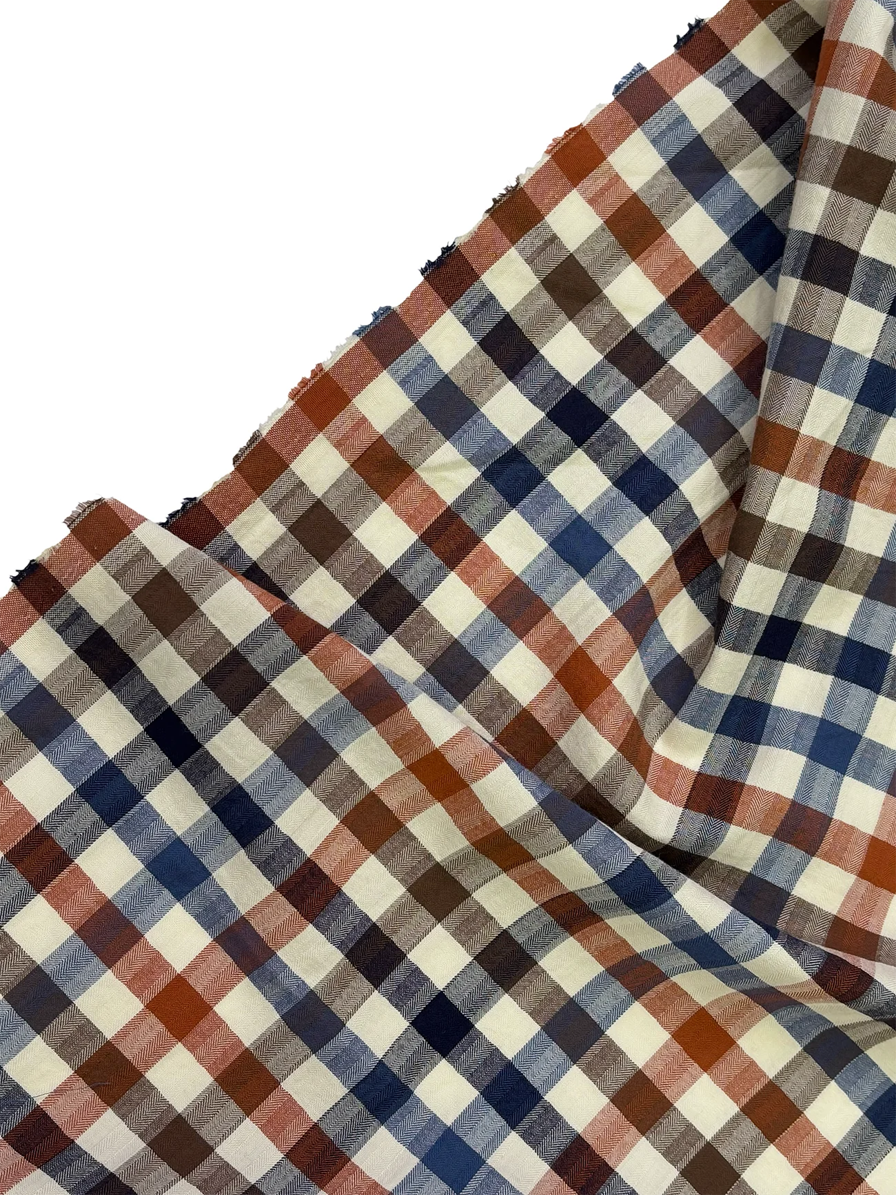 %100 Pamuk Ekose Kumaş Lacivert - Kiremit 