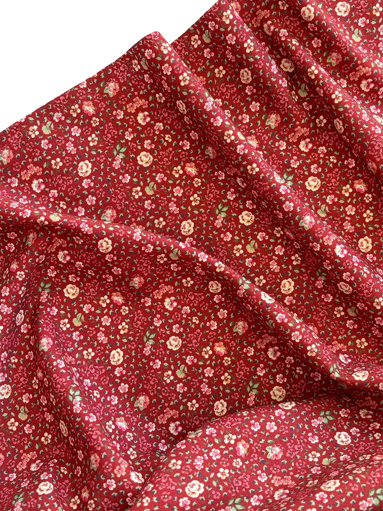 %100 Pamuk Flanel Pazen Kumaş Çıtır Çiçek Kiremit