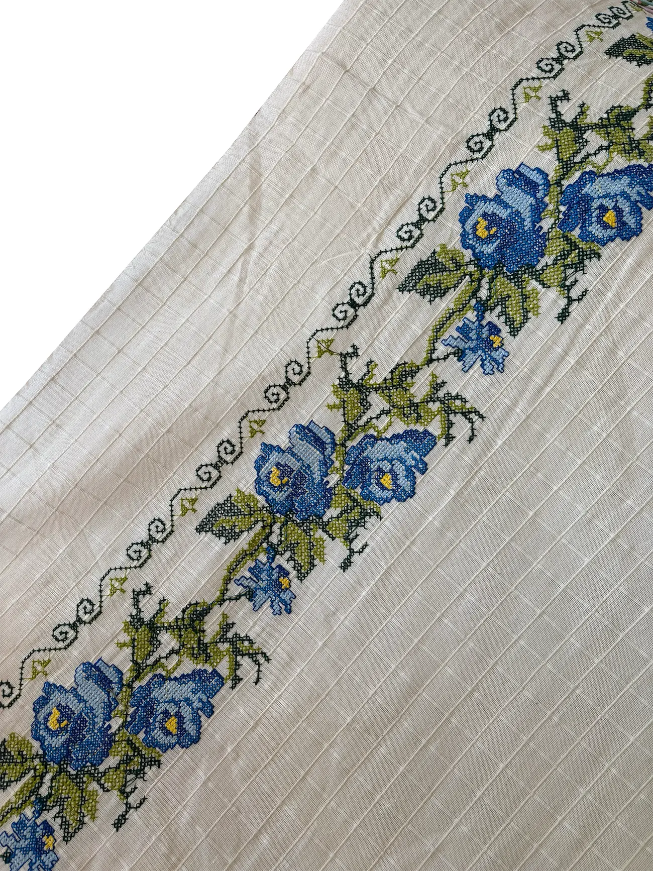 Kanaviçeli Monika Kumaş Serisi  - Mavi