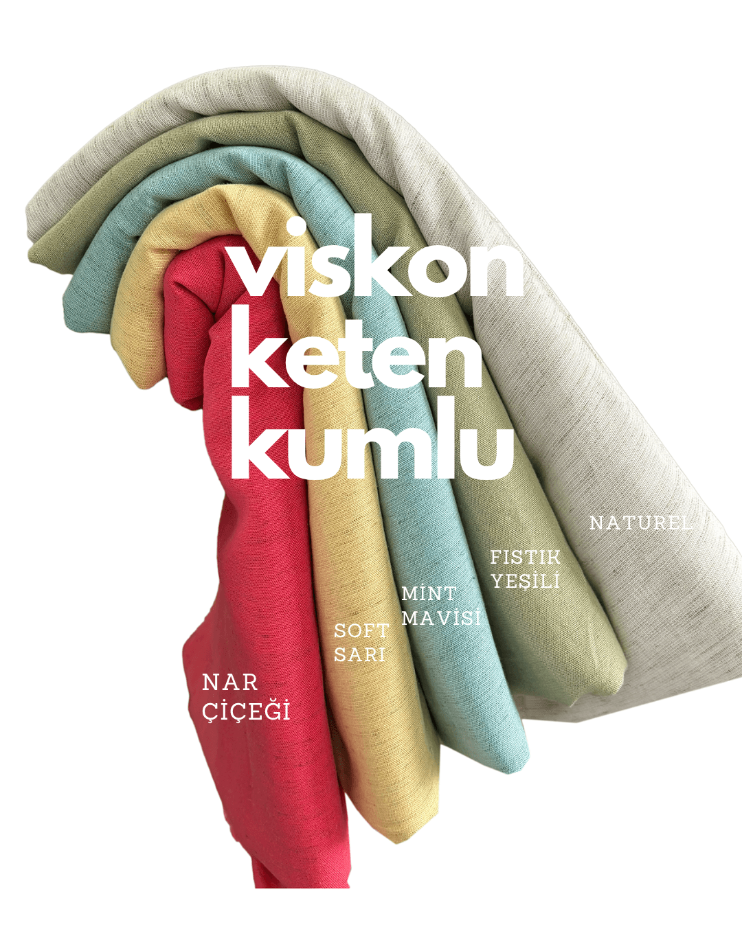 Naturel Viskon Keten Kumlu Kumaş Serisi  - Naturel