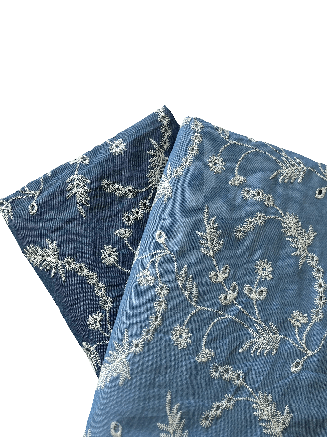 Kır Bahçesi Desen Nakışlı Kot Fisto Kumaş Serisi  - Koyu Kot