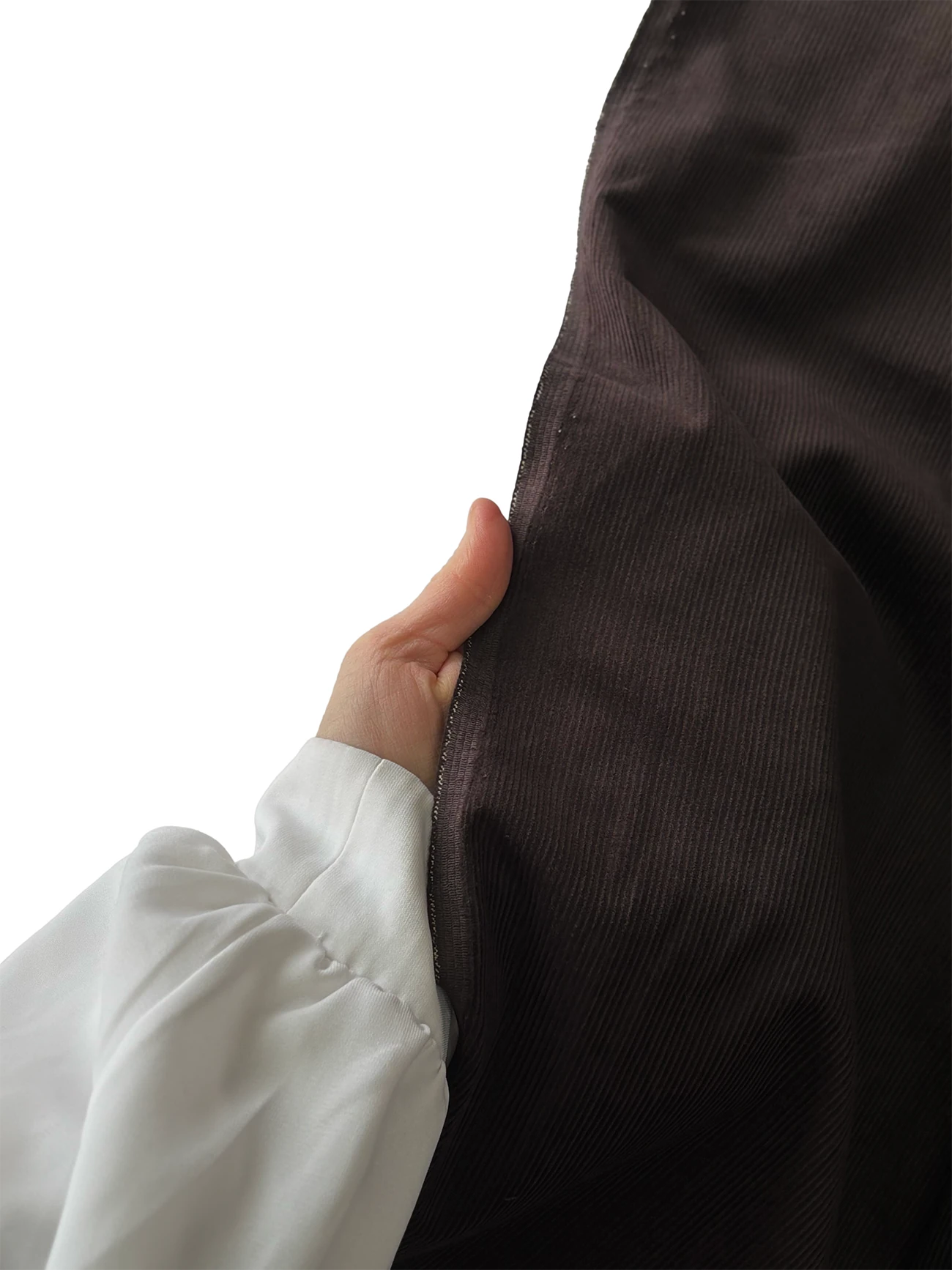 %100 Pamuk İnce Fitilli Kadife Kumaş Acı Kahve 