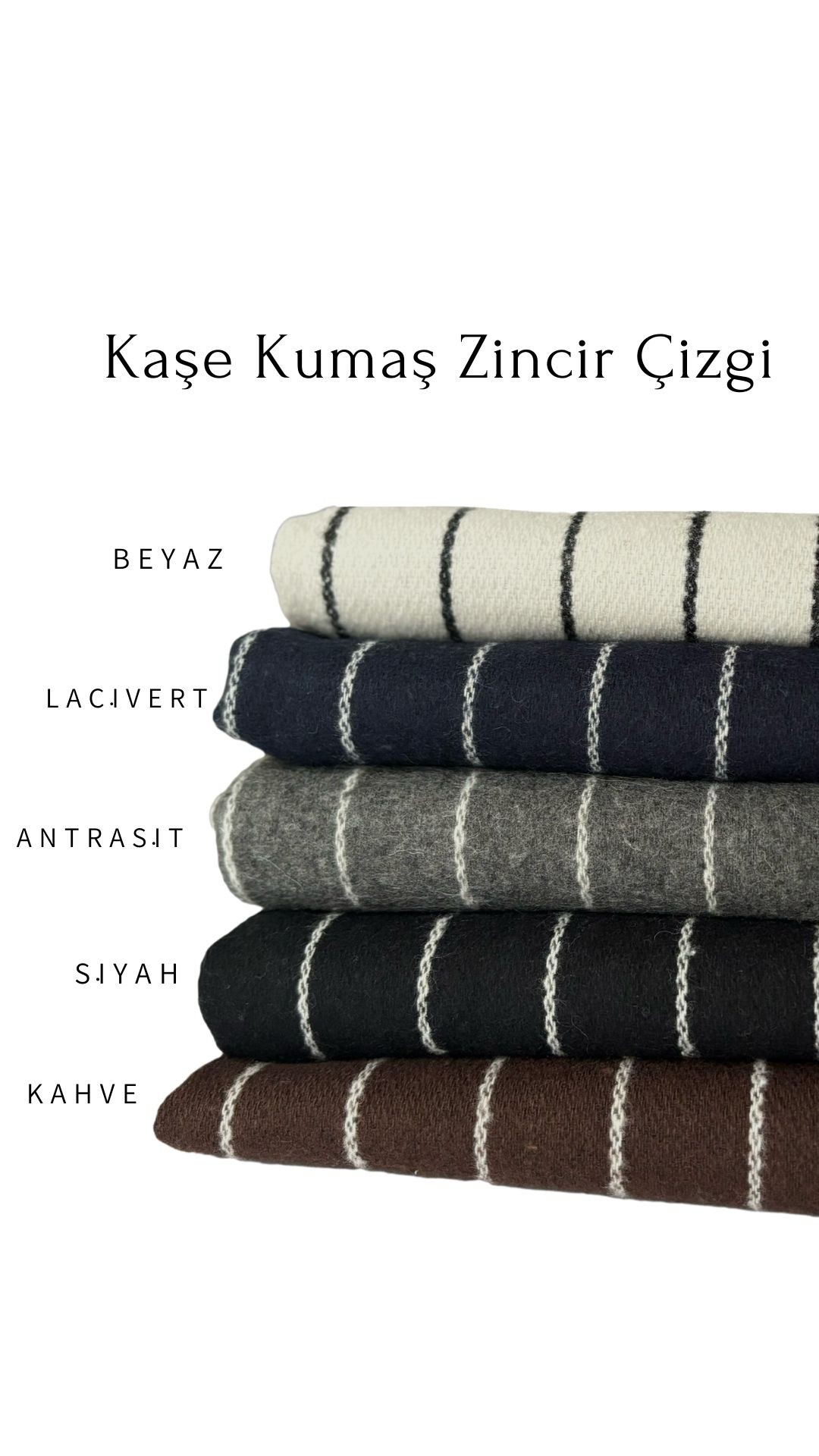 Kaşe Kumaş Zincir Çizgi Serisi  - Siyah