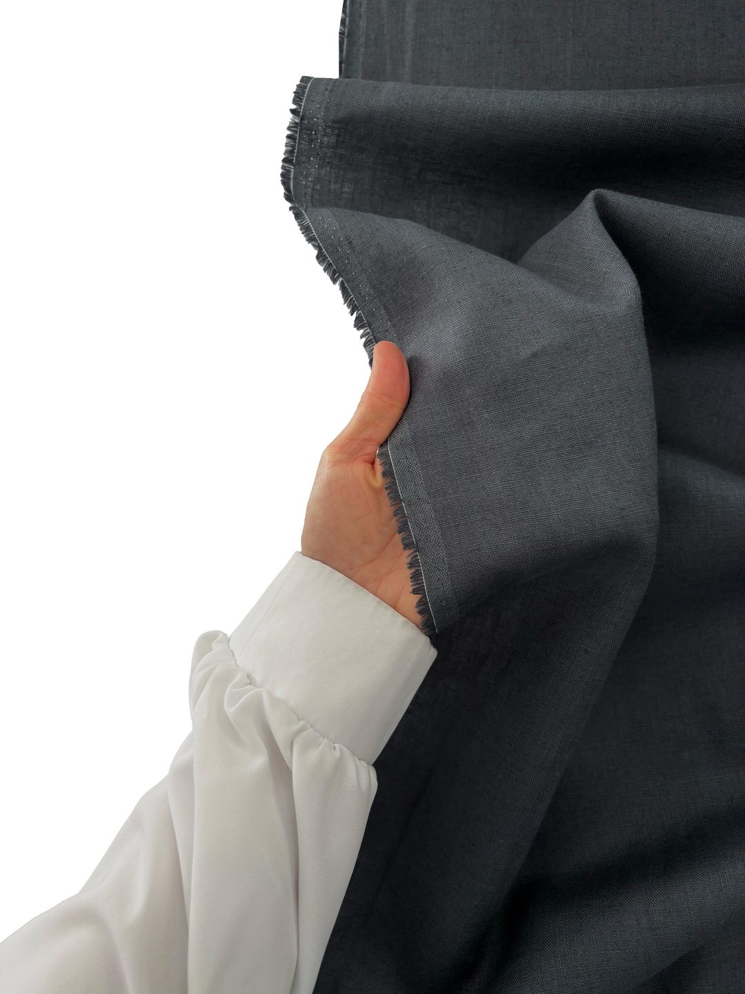 %100 Keten Kumaş Antrasit (185 Gram) -Keten Linen Kumaş