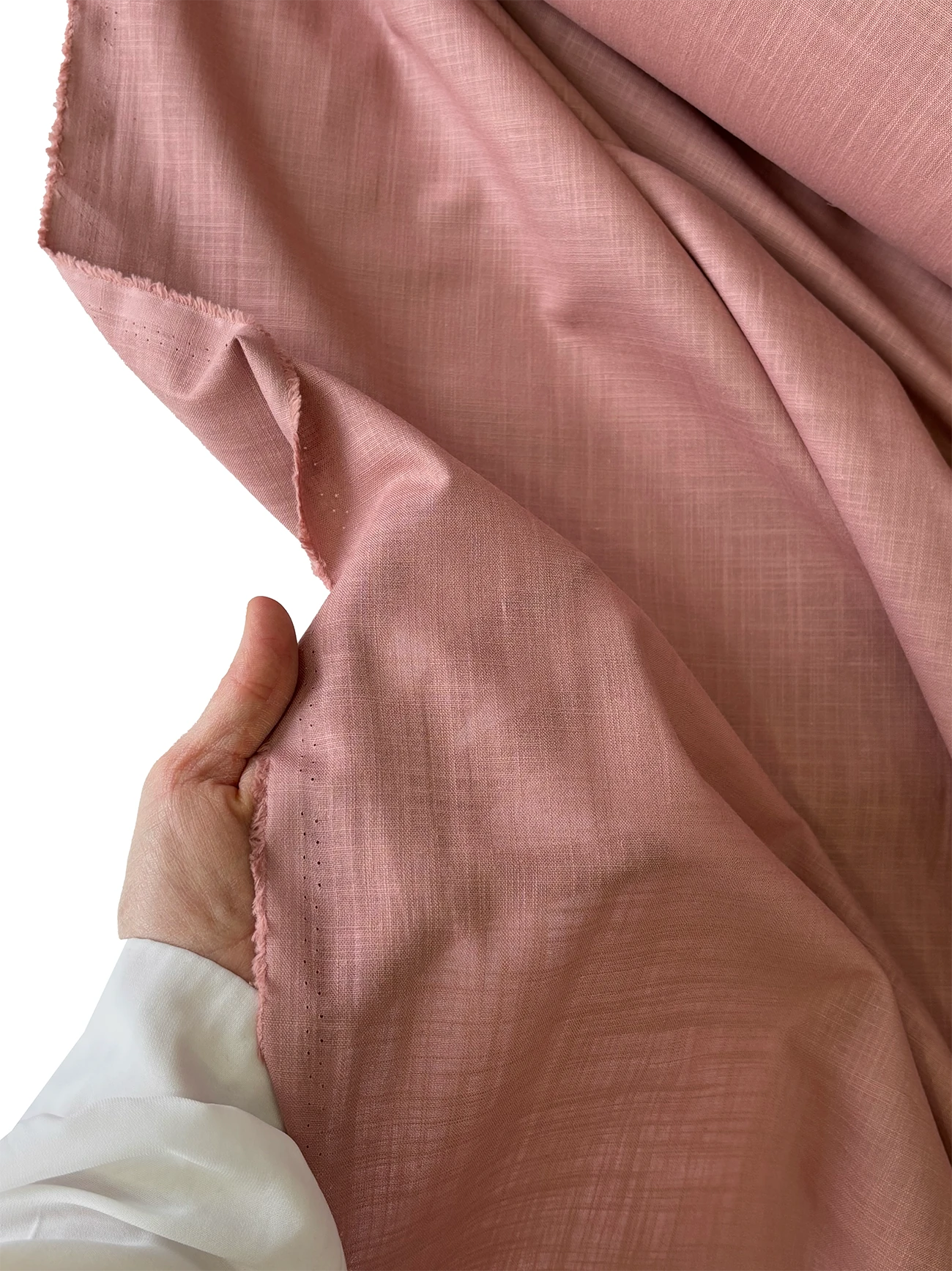 Flamlı Pamuk Keten Kumaş Pudra 