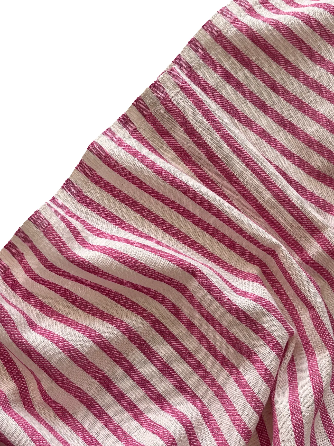 Ham Yıkanmış Keten Kumaş (ENİ 290 CM ) Fuşya Çizgili 