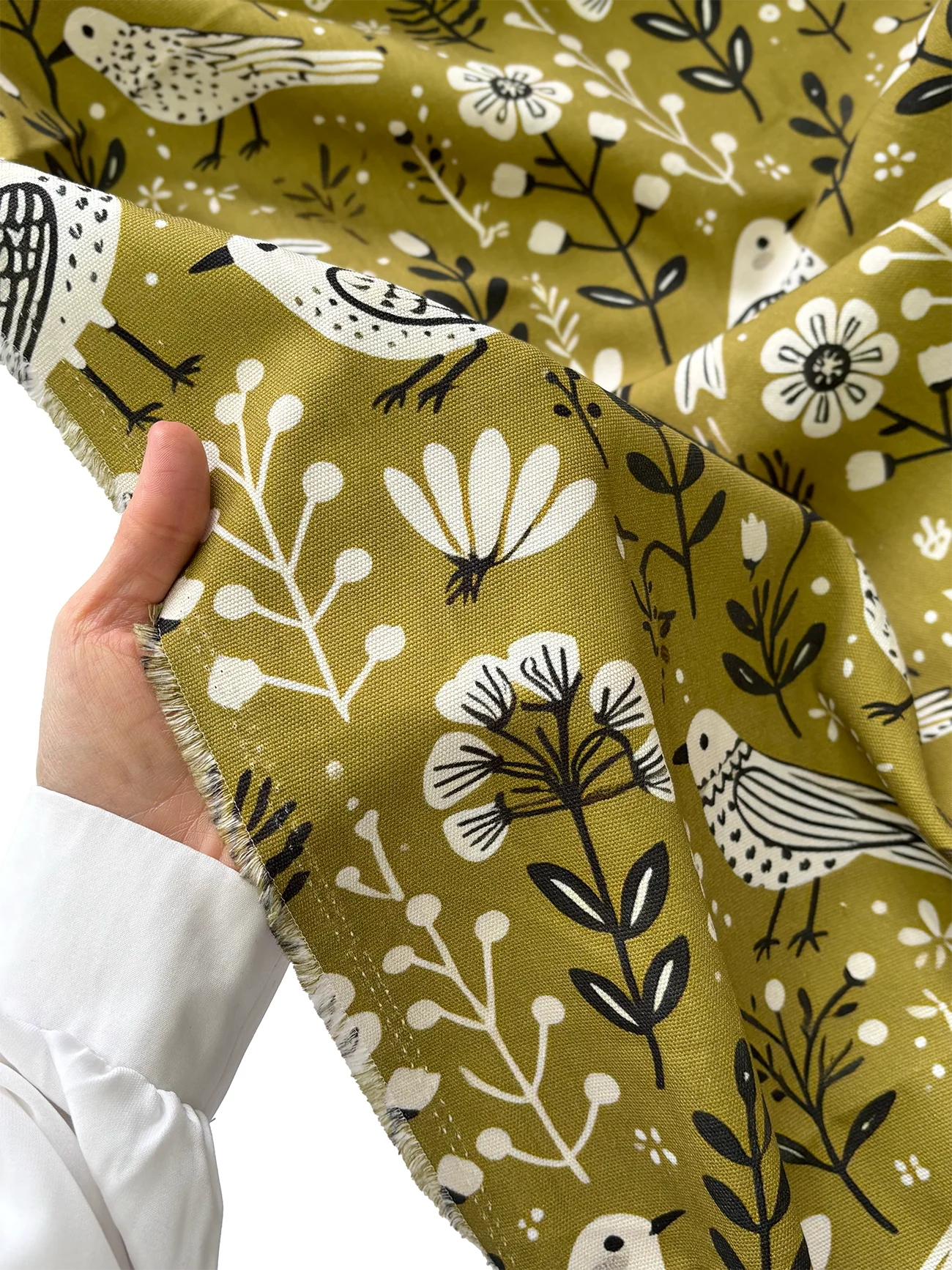 %100 Pamuk Kuş Desenli Kanvas Kumaş Serisi 